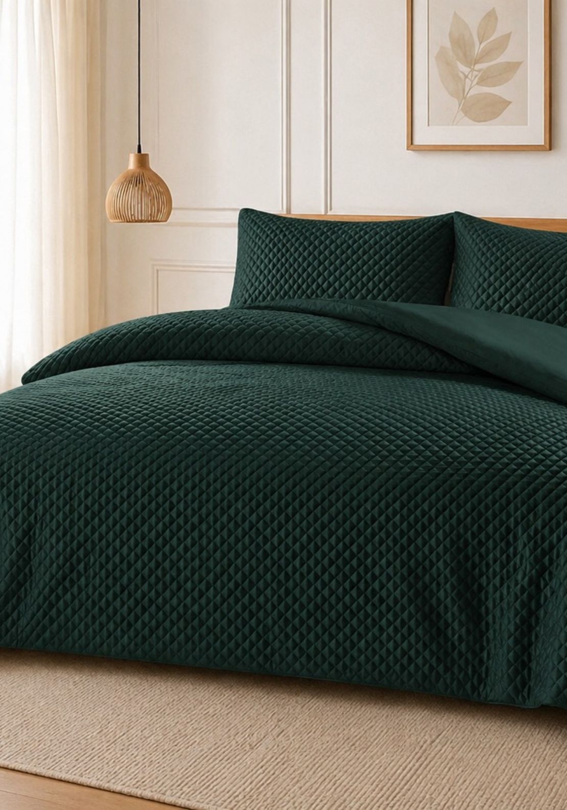 The Home Collection Velvet Pinsonic Duvet Set - Green 1 Shaws Department Stores