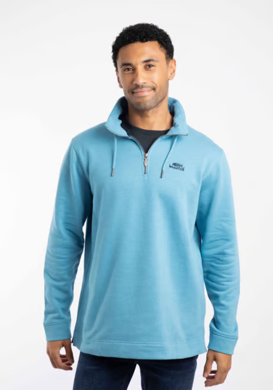 Weird Fish Brampton 1/4 Zip Sweatshirt - Smoke Blue 1 Shaws Department Stores