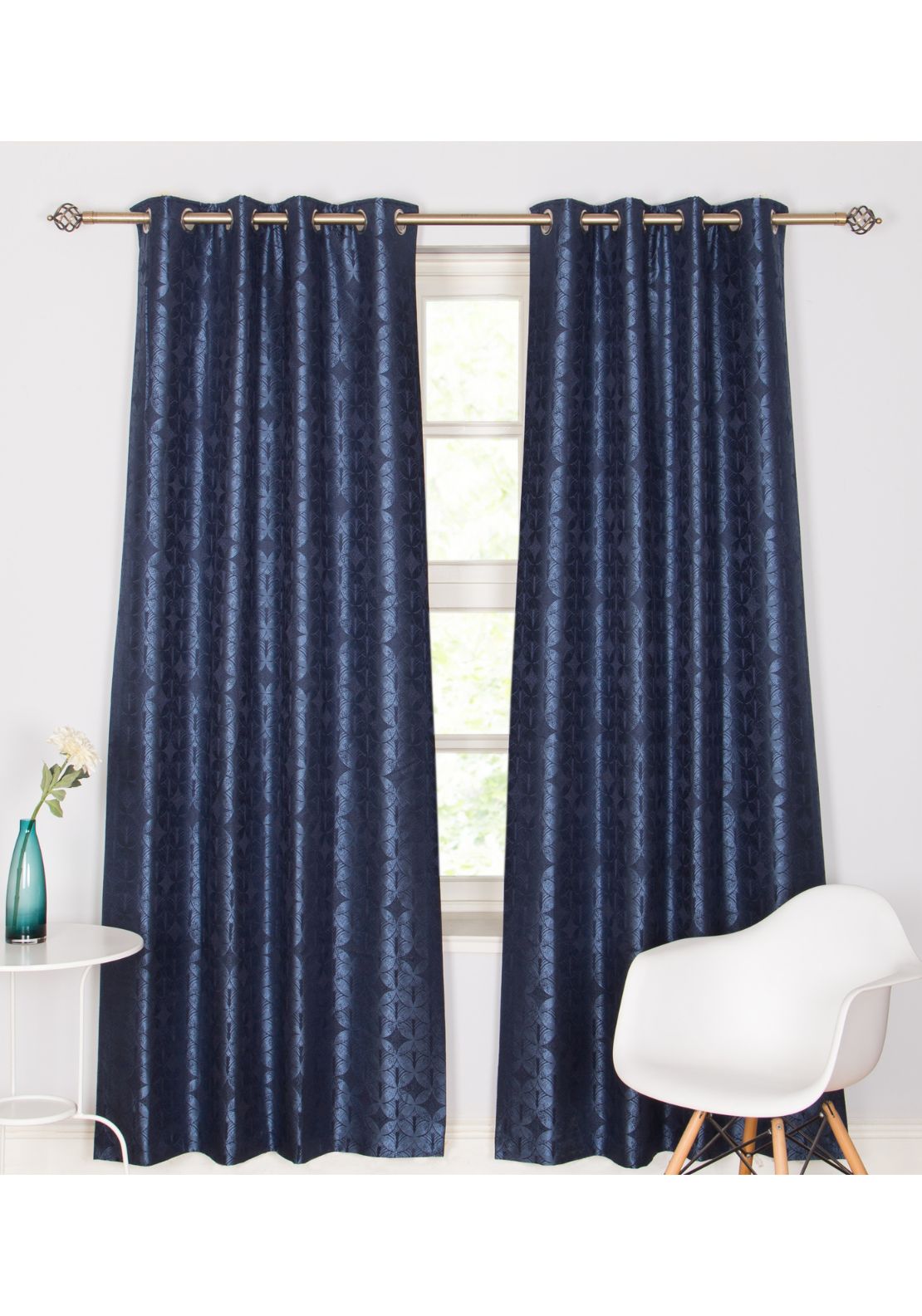 The Home Collection Brittany Readymade Curtain - Navy 1 Shaws Department Stores