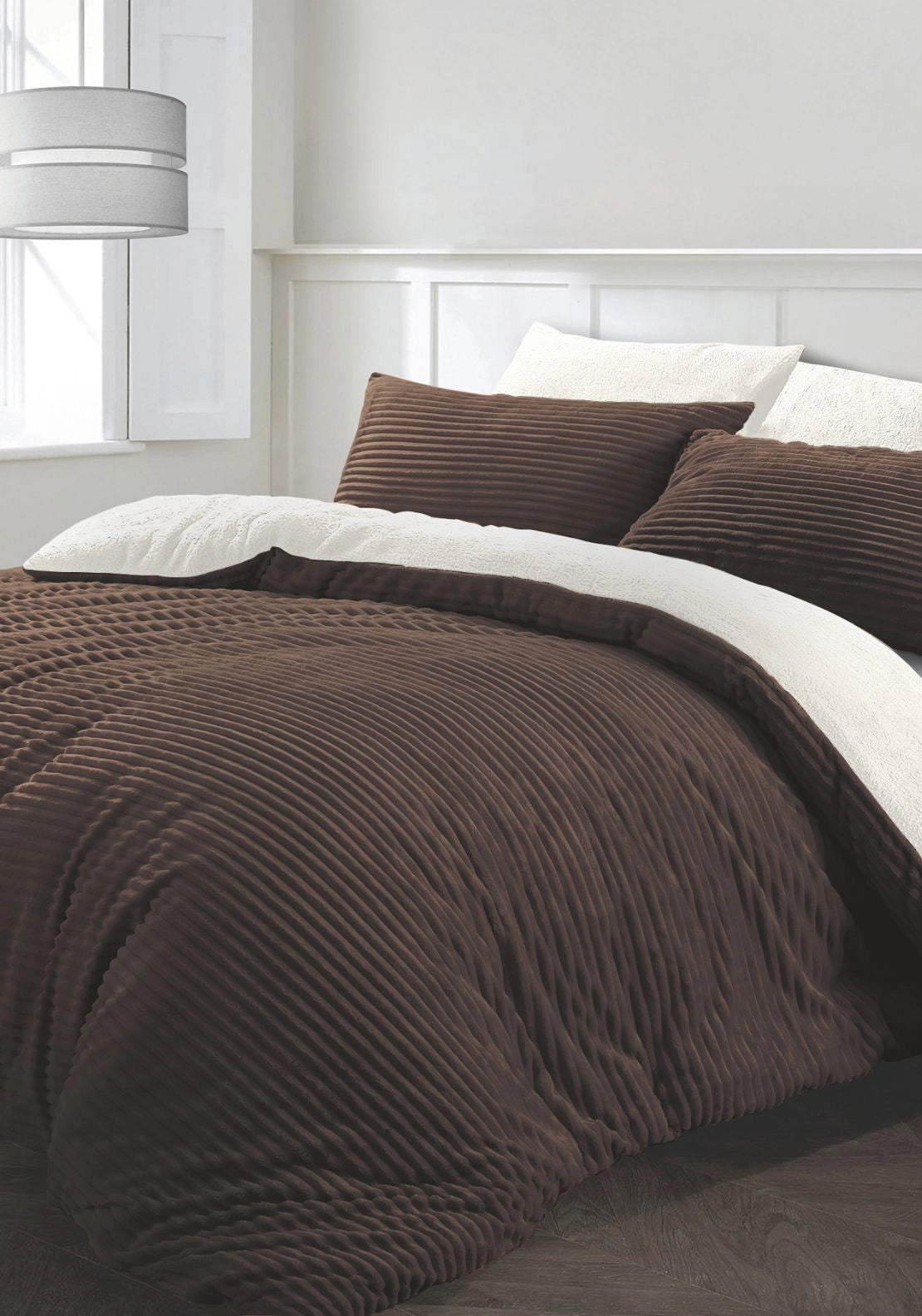 The Home Collection Corduroy Duvet Cover Set - Brown 1 Shaws Department Stores