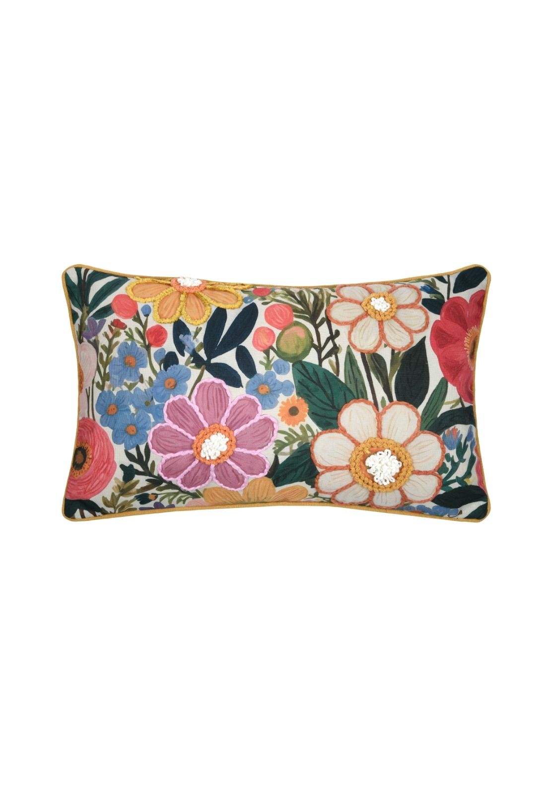 Floral Print Throw Cushion - Multicolore