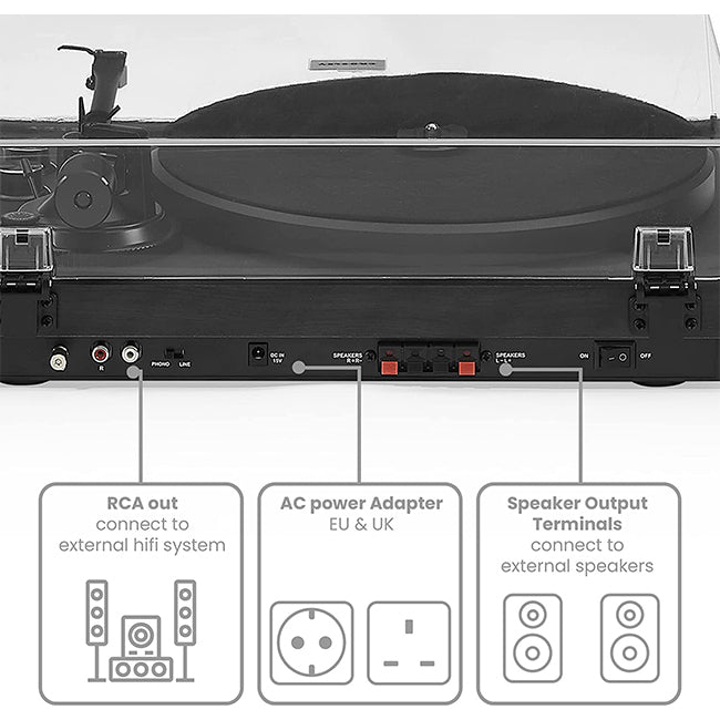 Crosley Bluetooth Record Player with External Speakers - Black | C62C-BK4 3 Shaws Department Stores