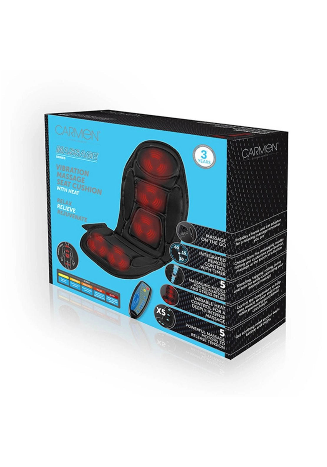 Carmen Massage Vibration Heated Seat Cushion | C81133 7 Shaws Department Stores