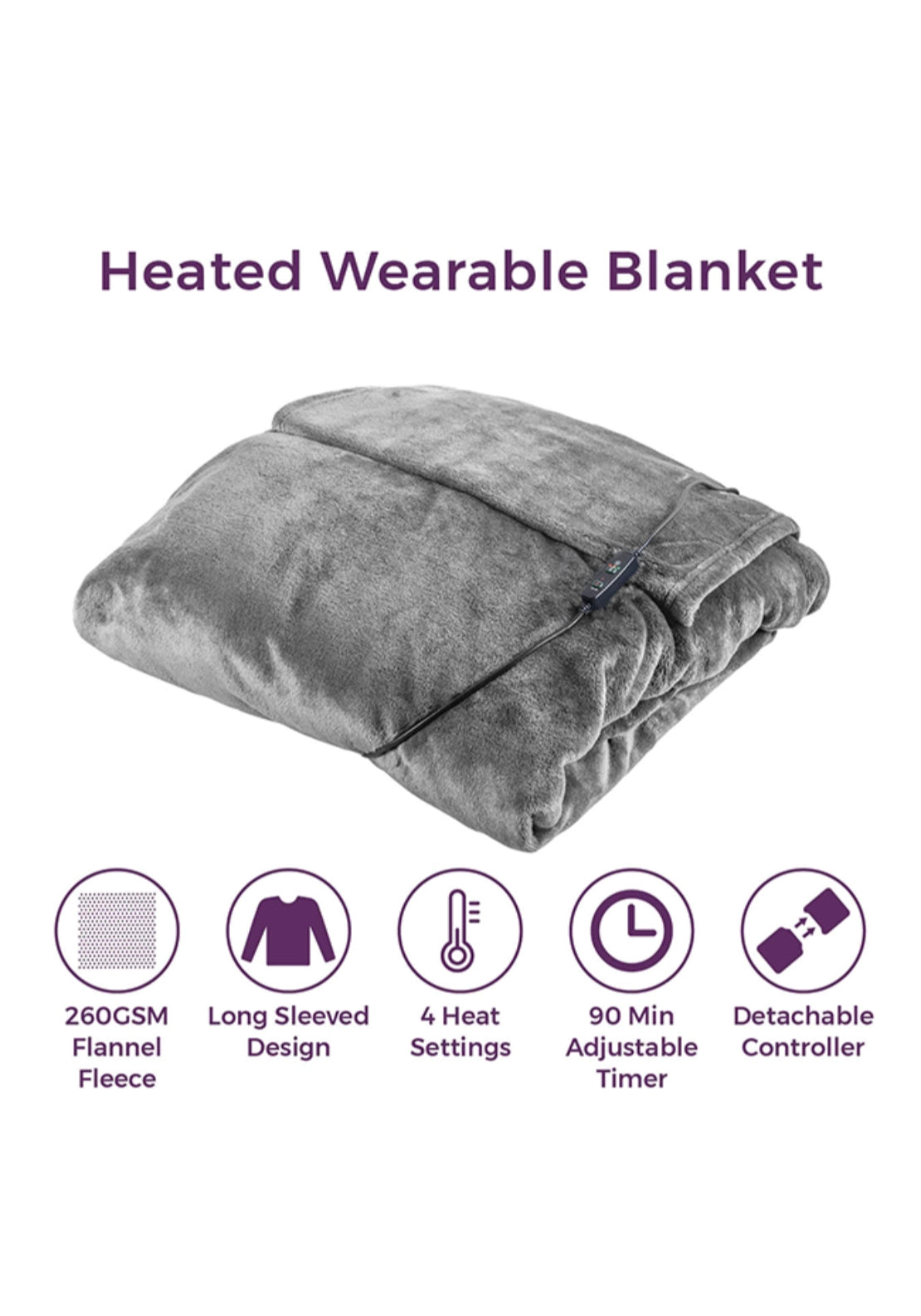 Carmen Heated Wearable Blanket | C81149Gry 8 Shaws Department Stores