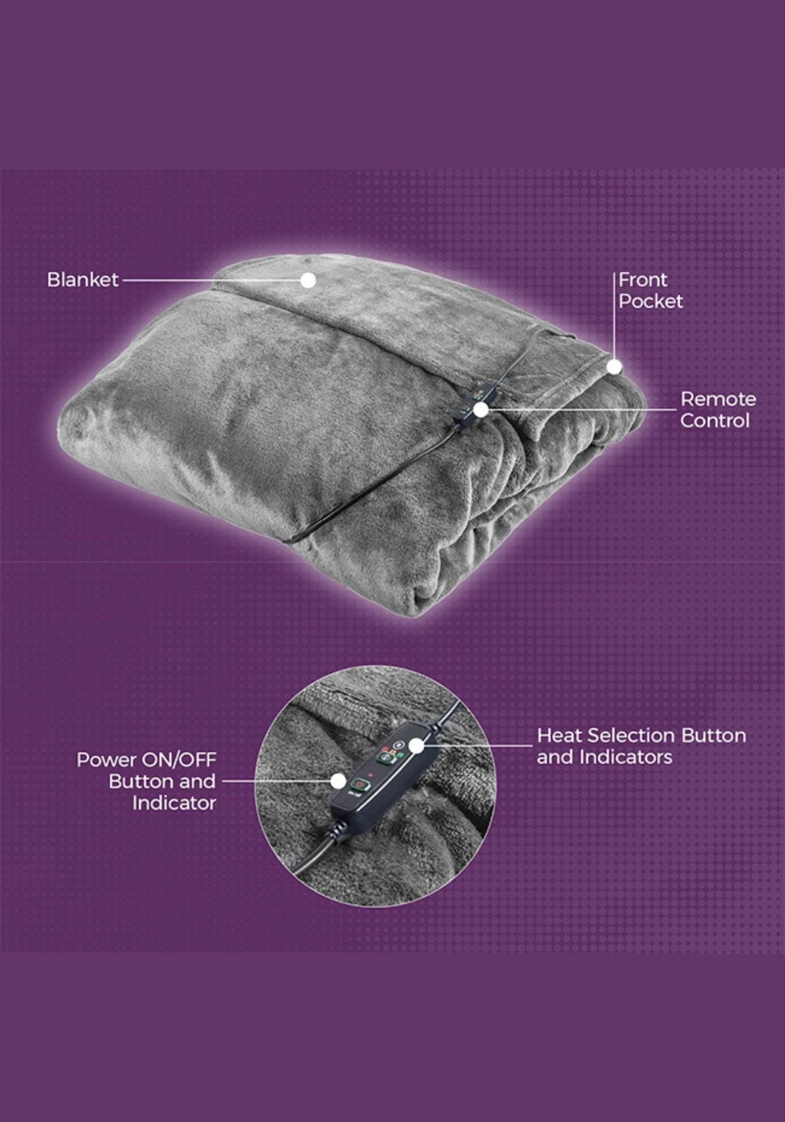 Carmen Heated Wearable Blanket | C81149Gry 5 Shaws Department Stores