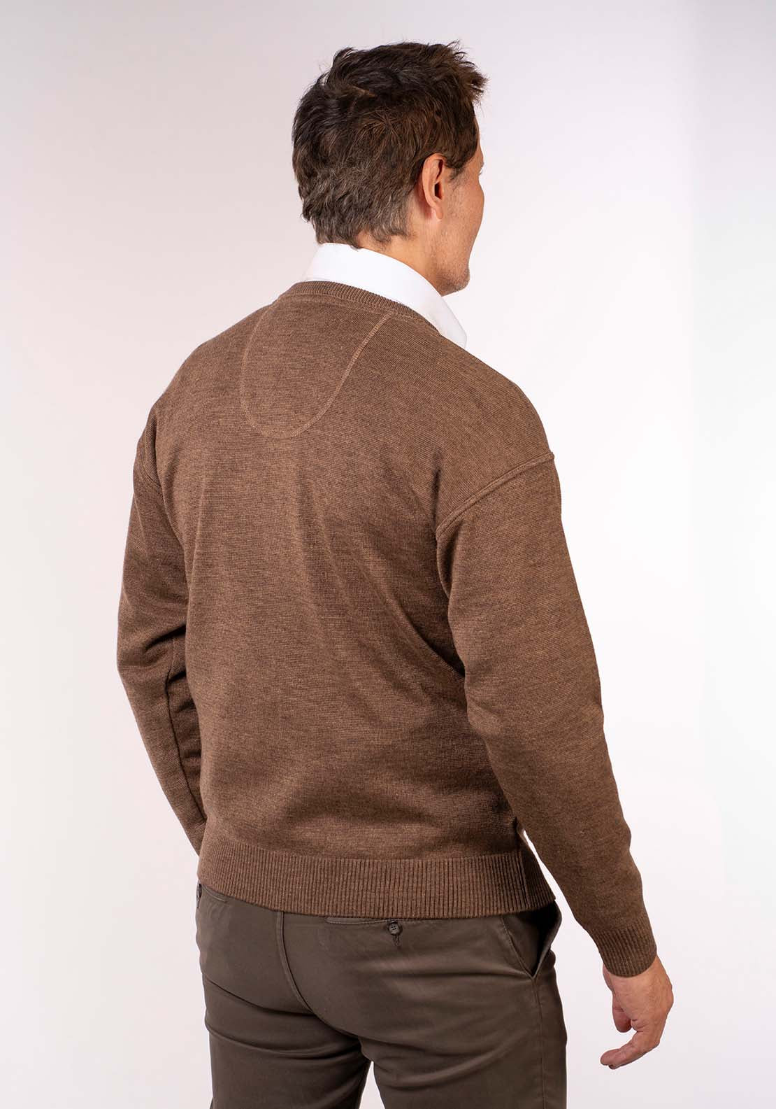Yeats Plain V Neck Knit - Bark 3 Shaws Department Stores