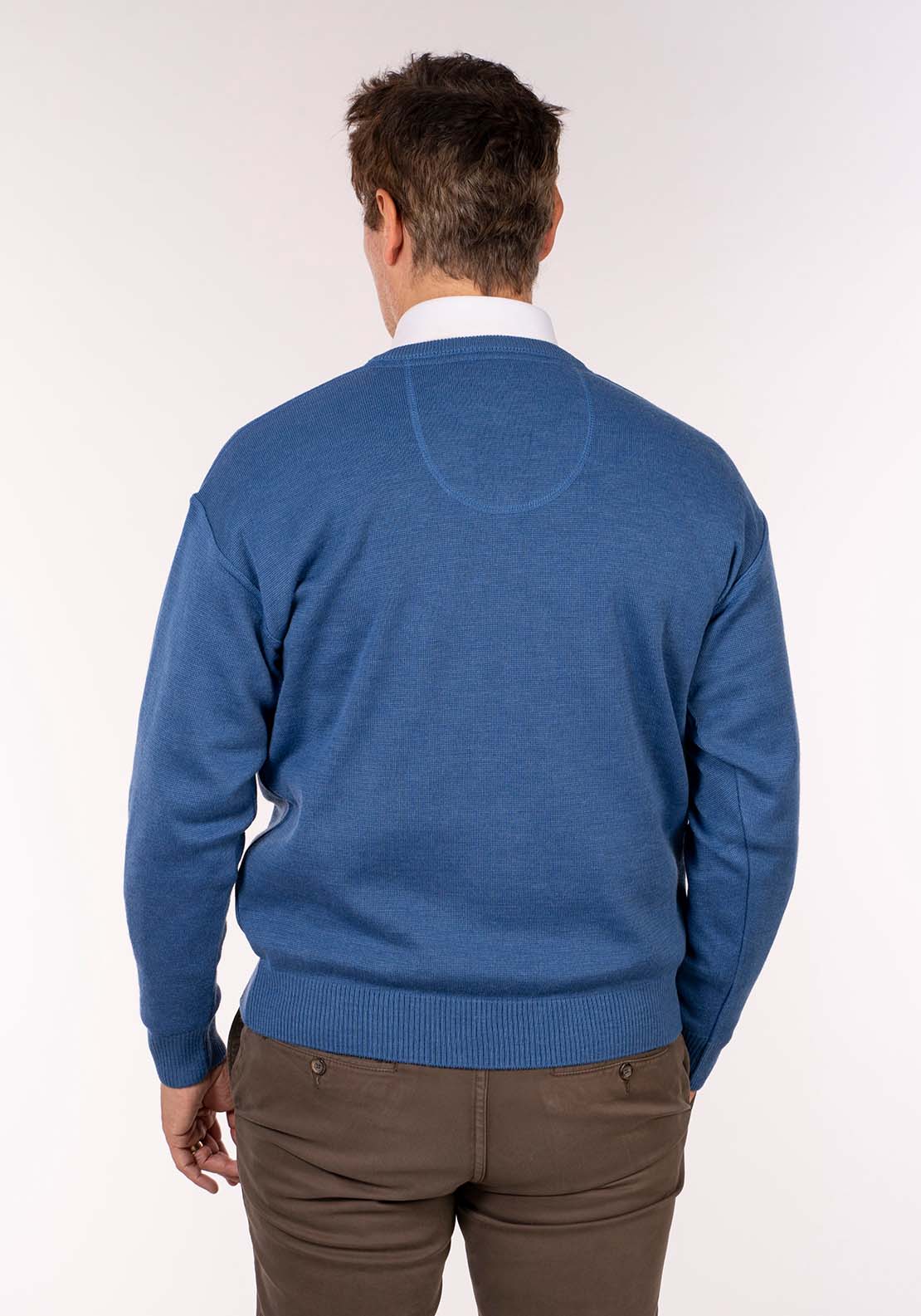 Yeats Plain V Neck Knit - Denim 5 Shaws Department Stores
