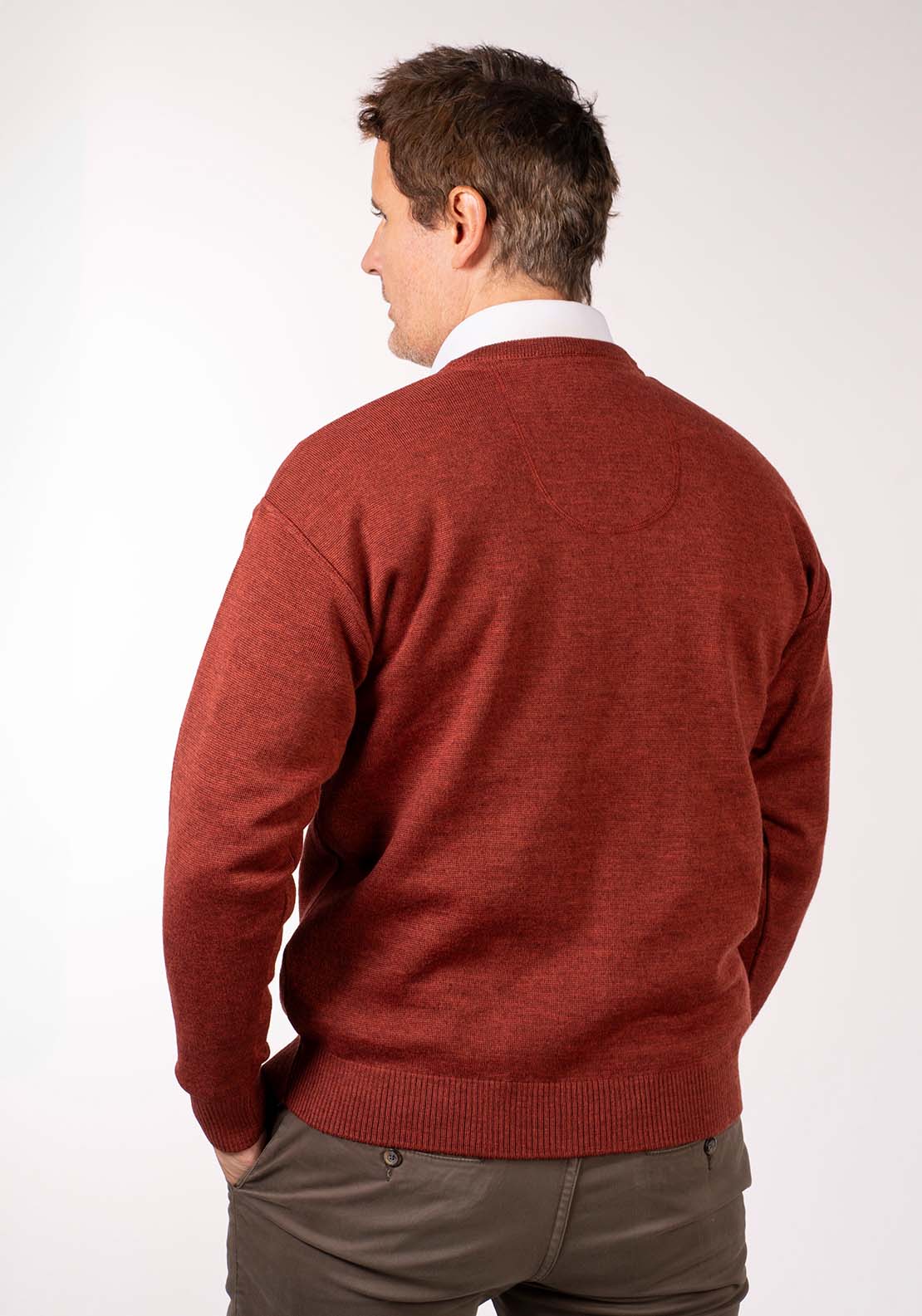 Yeats Plain V Neck Knit - Rust 4 Shaws Department Stores