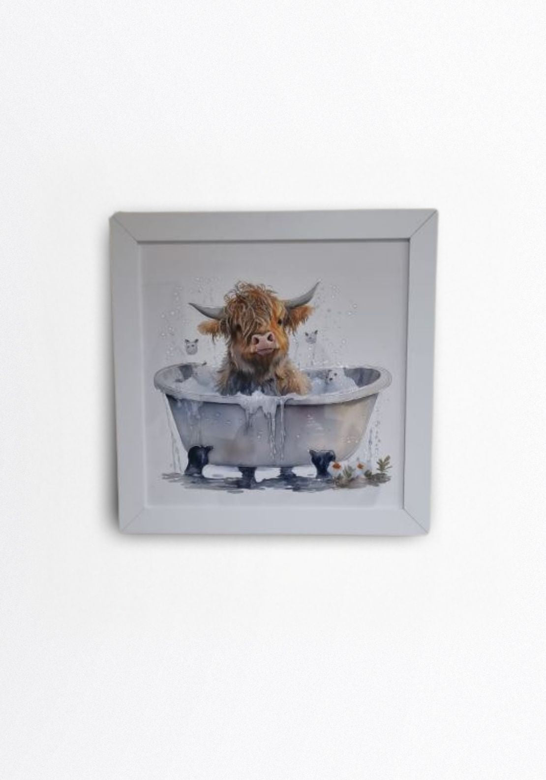 The Home Collection Calf In Bath Framed Picture - White 3 Shaws Department Stores