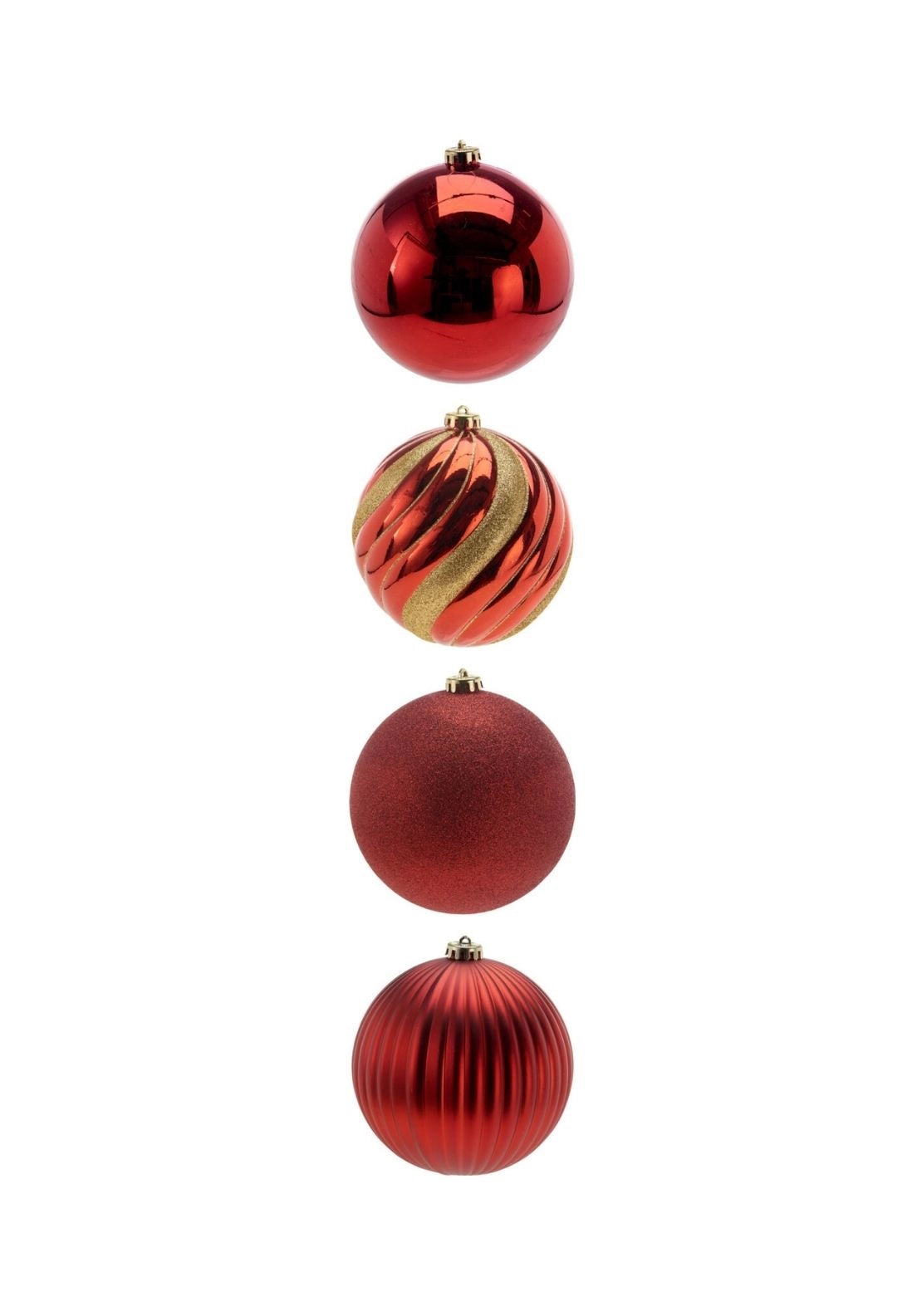 Set Of 4 Christmas Balls - Red