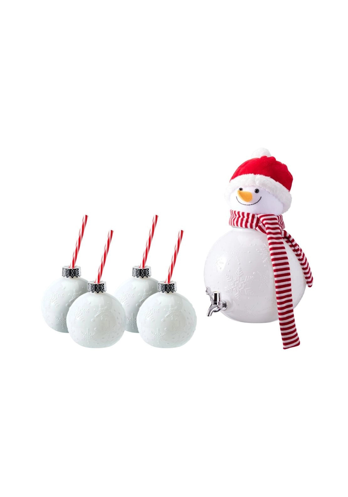 5pcs Snowman Beverage Dispenser Set - White