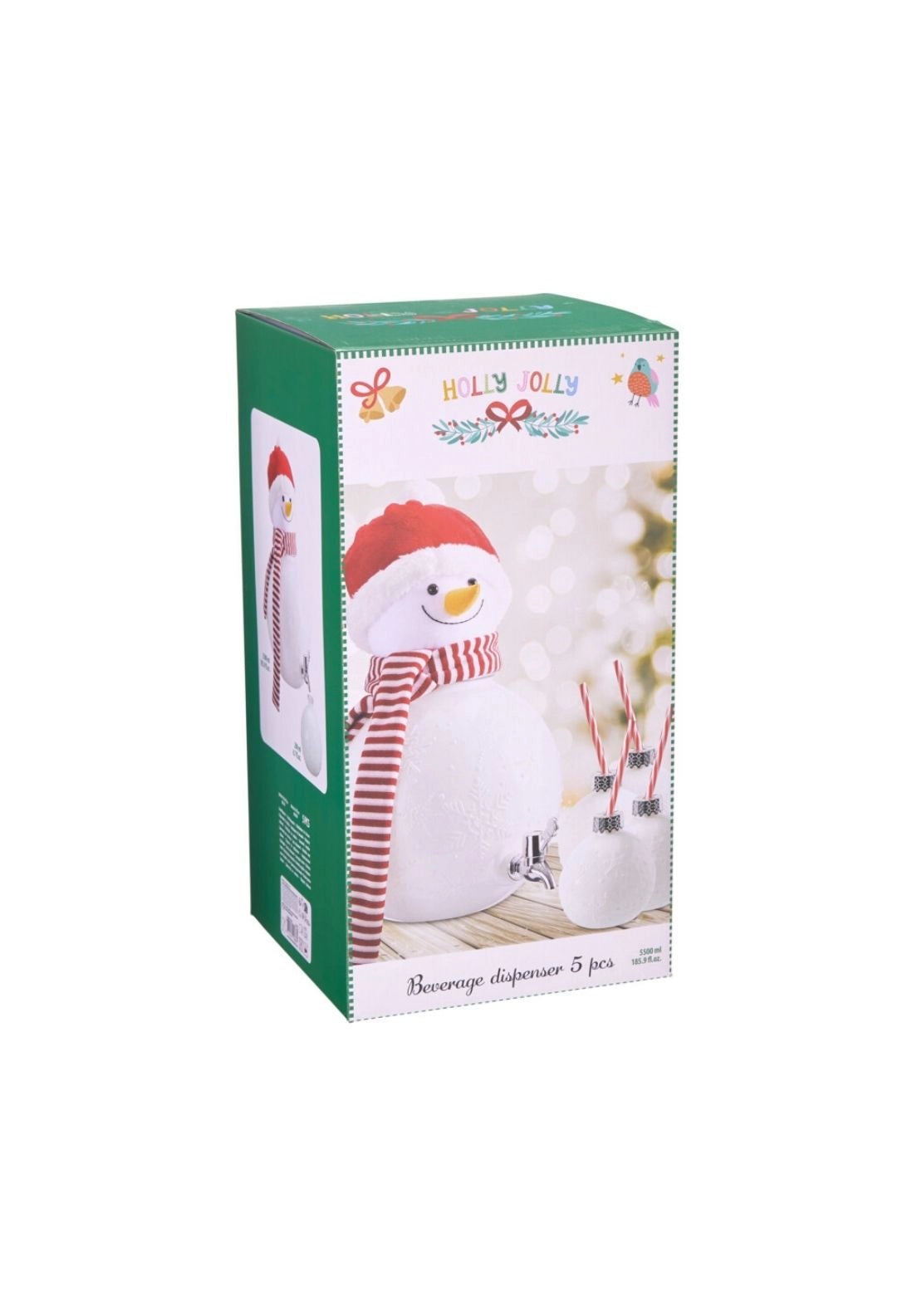 5pcs Snowman Beverage Dispenser Set - White