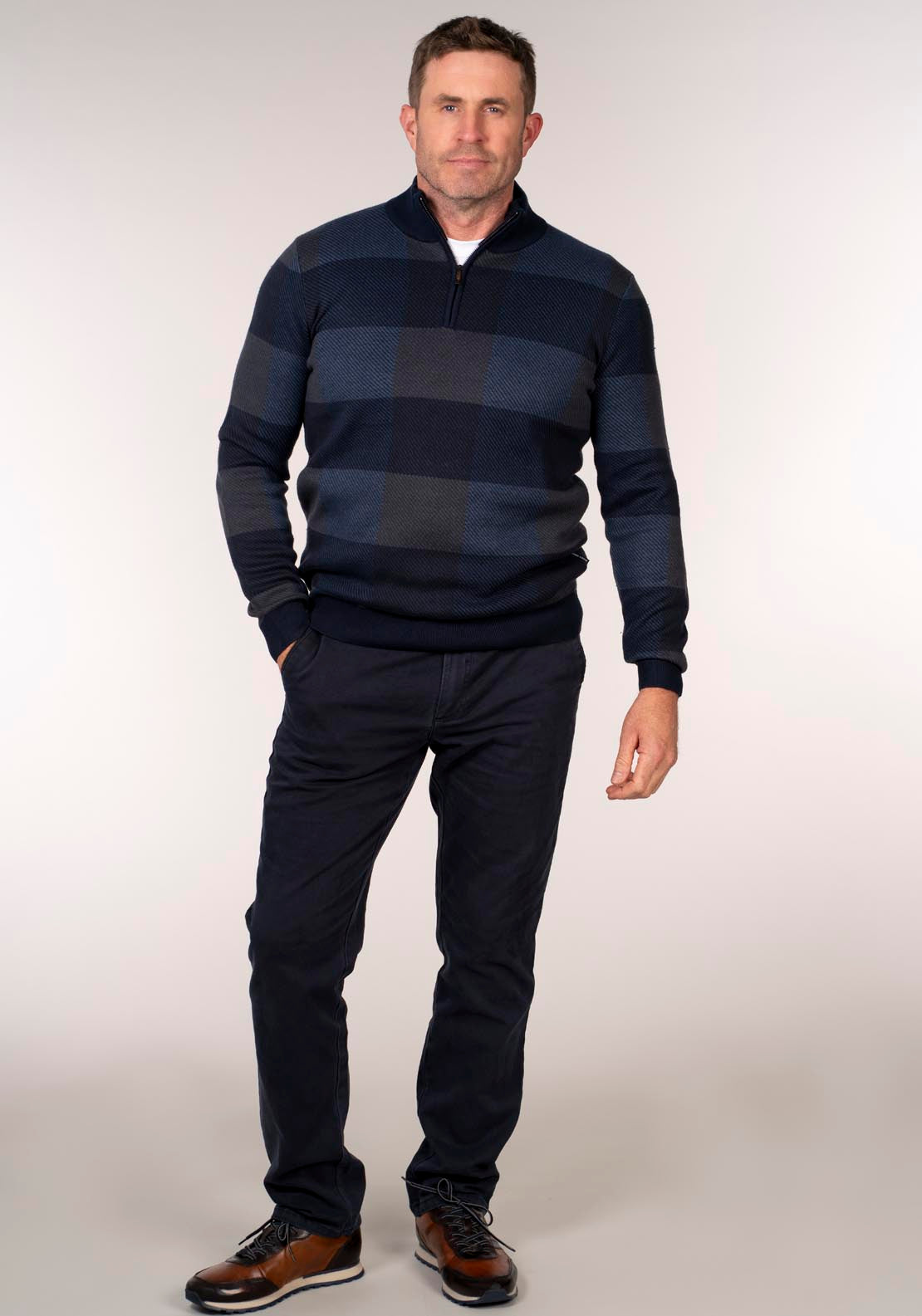Chris Cayne 1/4 Zip Striped Knit Pullover - Multicolour 5 Shaws Department Stores