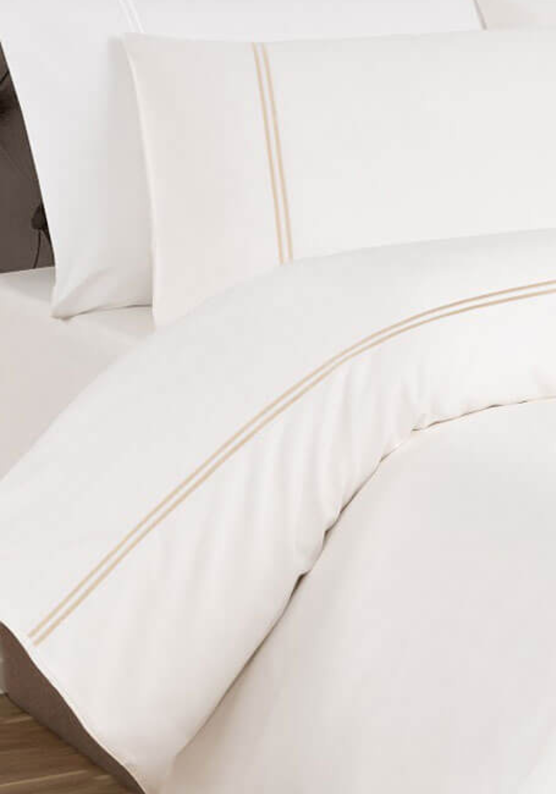 Heather &amp; Ferne 300 Thread Count Luxury Linen Cotton Sateen Flat Sheet 38cm Extra Deep, 100% Cotton - Champagne 1 Shaws Department Stores