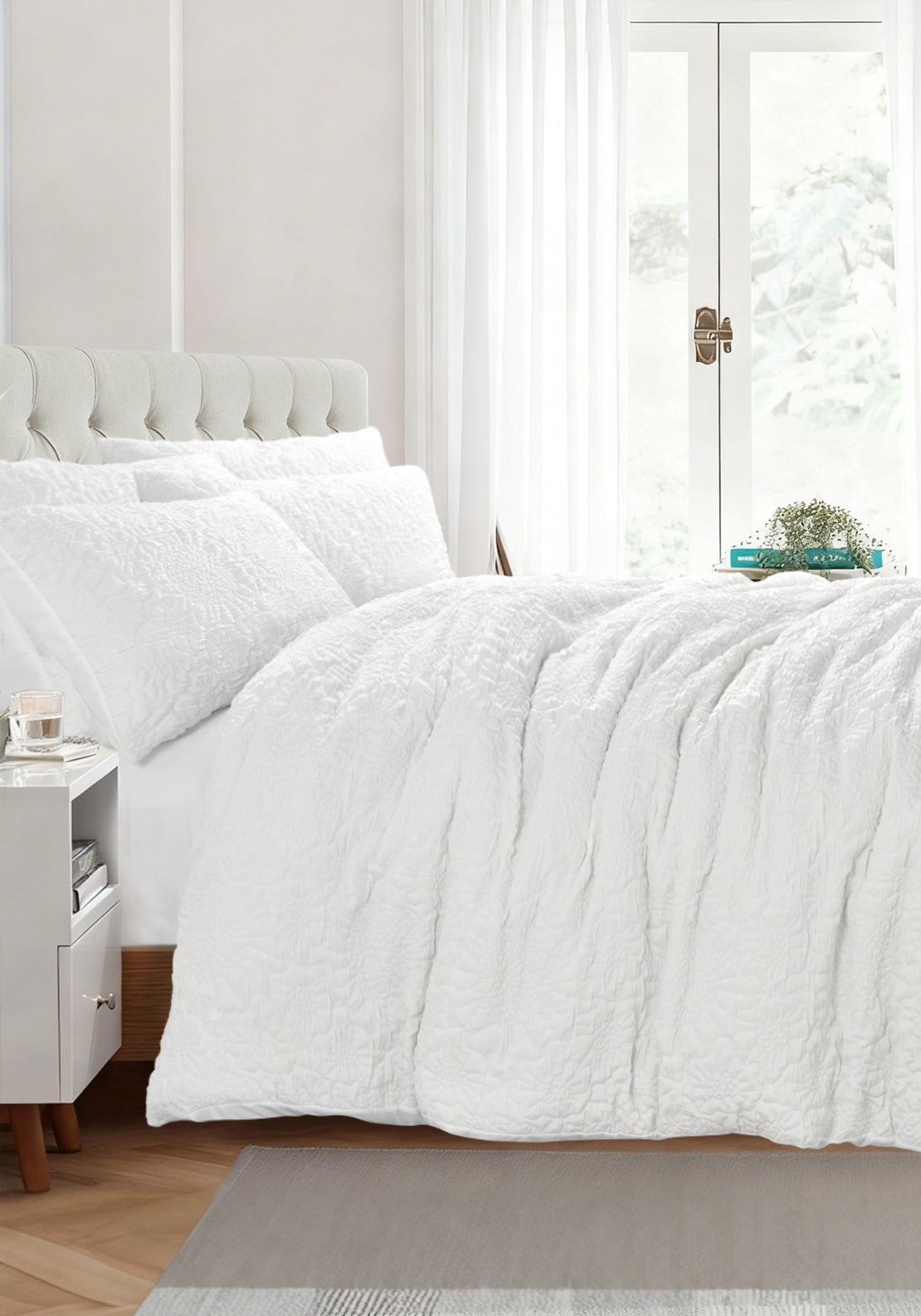 Heather &amp; Ferne Chantilly Duvet Cover Set - White 1 Shaws Department Stores