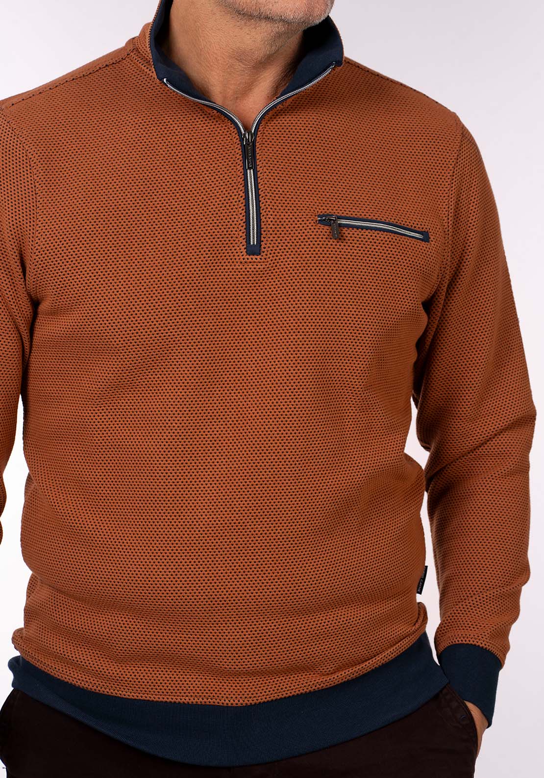 Chris Cayne 1/4 Zip Sweater - Rust 4 Shaws Department Stores