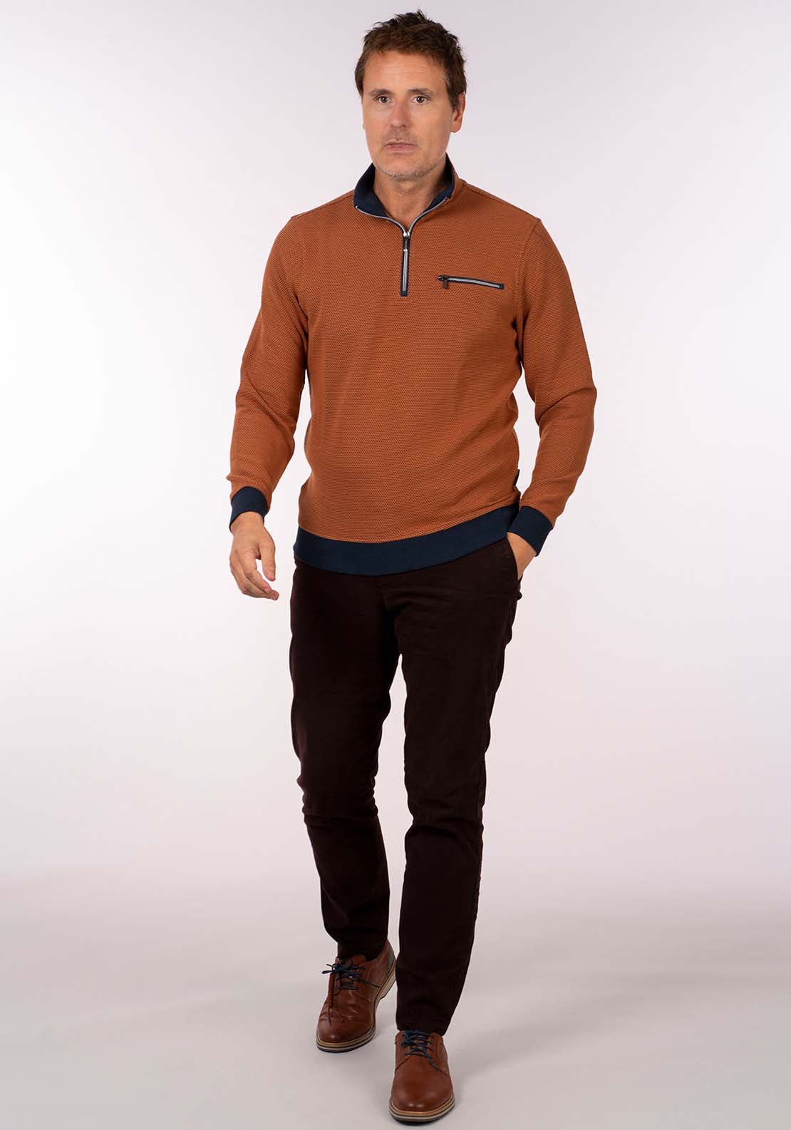 Chris Cayne 1/4 Zip Sweater - Rust 7 Shaws Department Stores