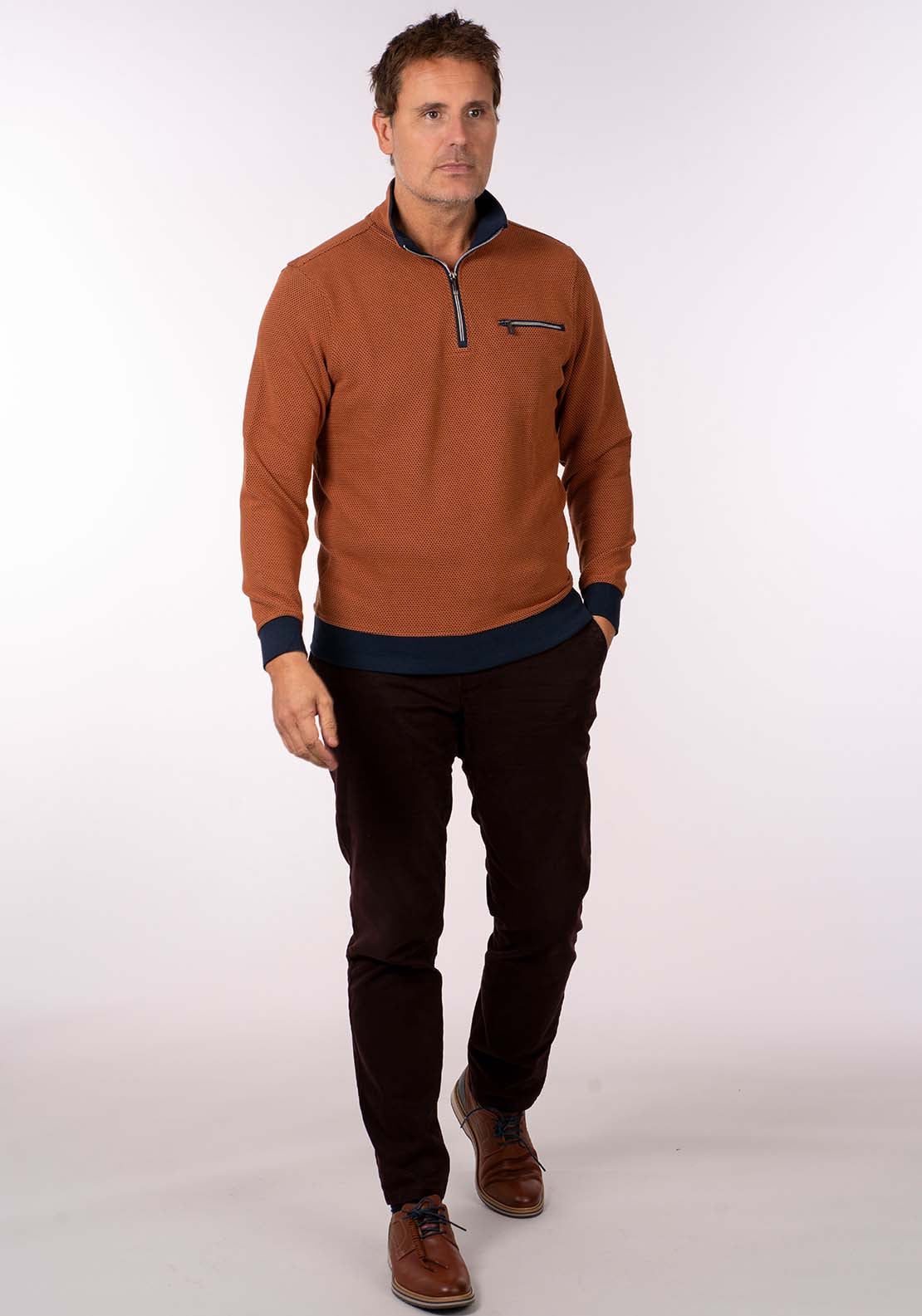 Chris Cayne 1/4 Zip Sweater - Rust 6 Shaws Department Stores