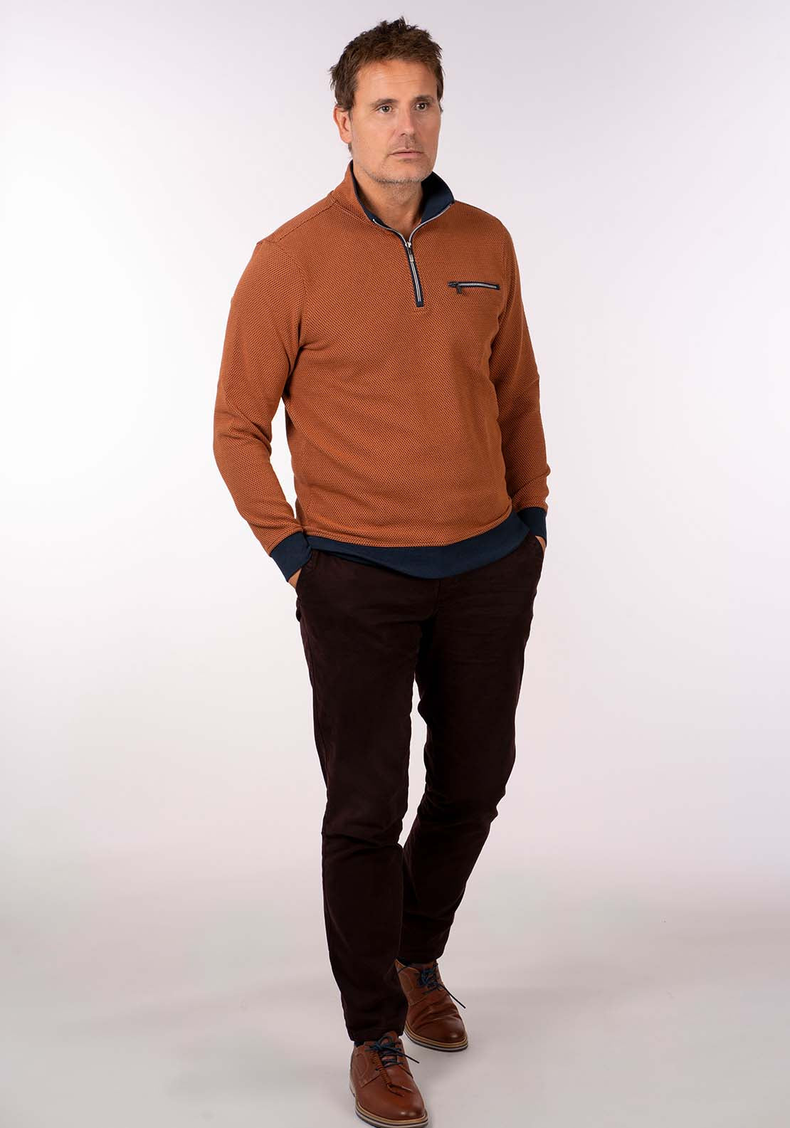 Chris Cayne 1/4 Zip Sweater - Rust 1 Shaws Department Stores