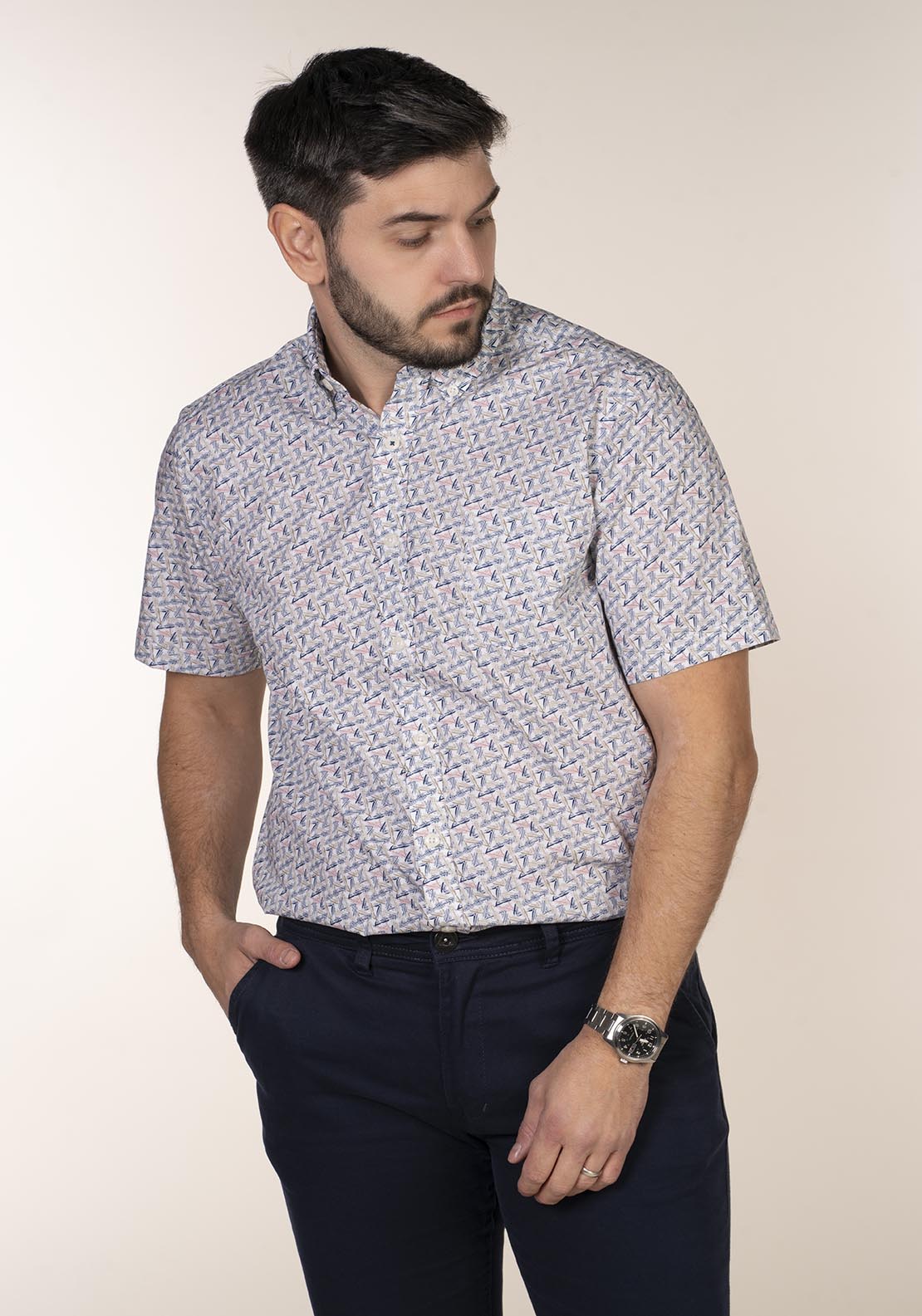 Chris Cayne Short Sleeve Print Shirt 3 Shaws Department Stores