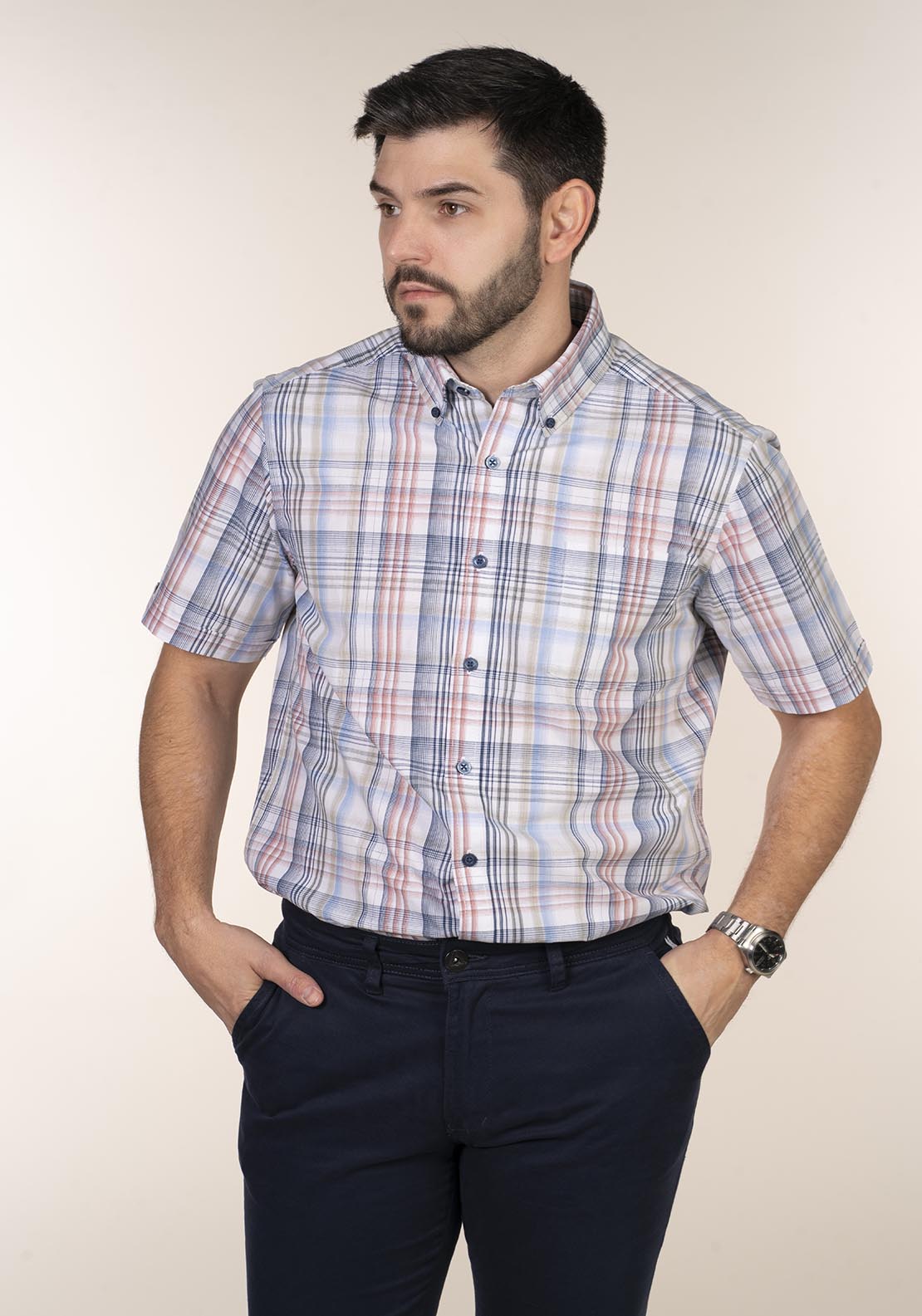 Chris Cayne Short Sleeve Check Shirt - Multi 1 Shaws Department Stores