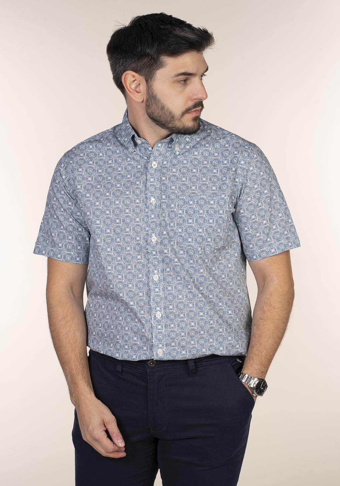 Chris Cayne Short Sleeve Print Shirt 2 Shaws Department Stores