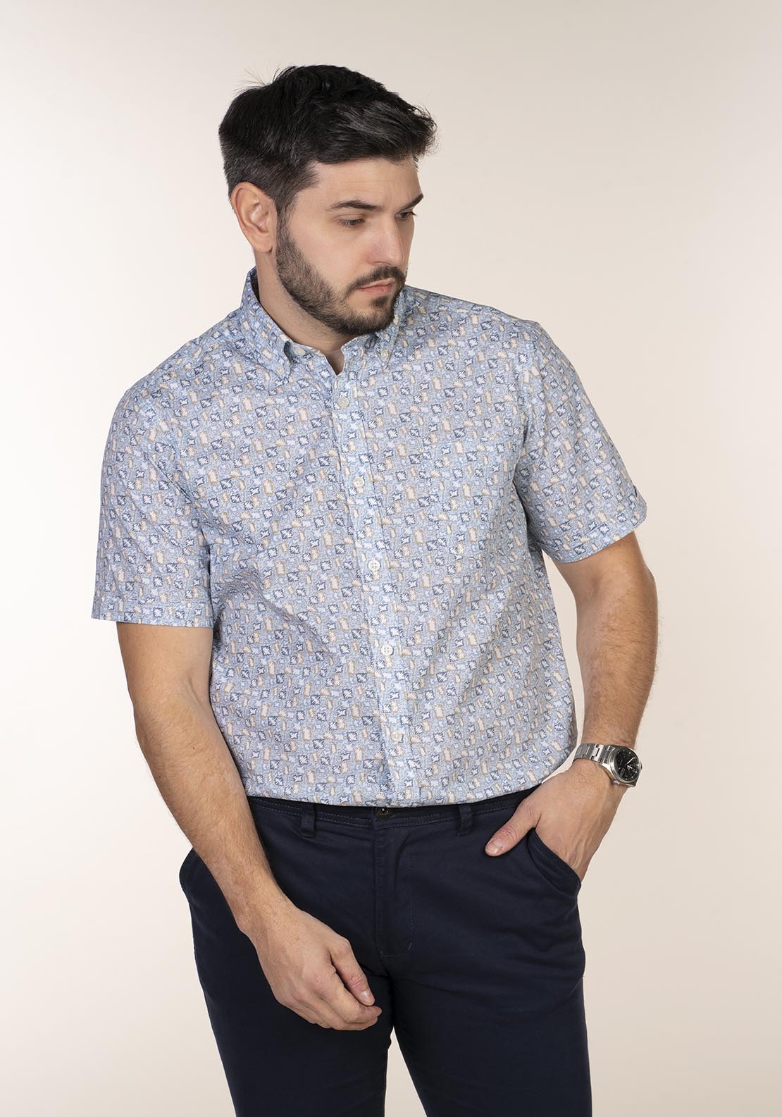 Chris Cayne Short Sleeve Print Shirt 3 Shaws Department Stores