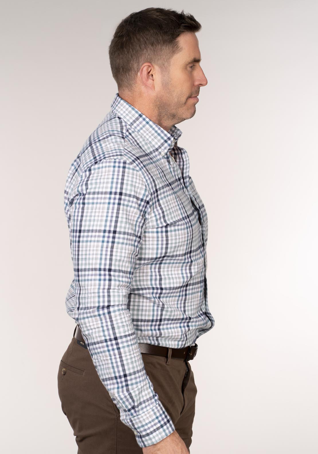 Chris Cayne Long Sleeve Check Shirt - Blue 3 Shaws Department Stores