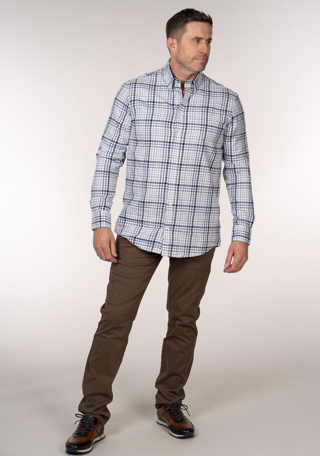 Chris Cayne Long Sleeve Check Shirt - Blue 5 Shaws Department Stores