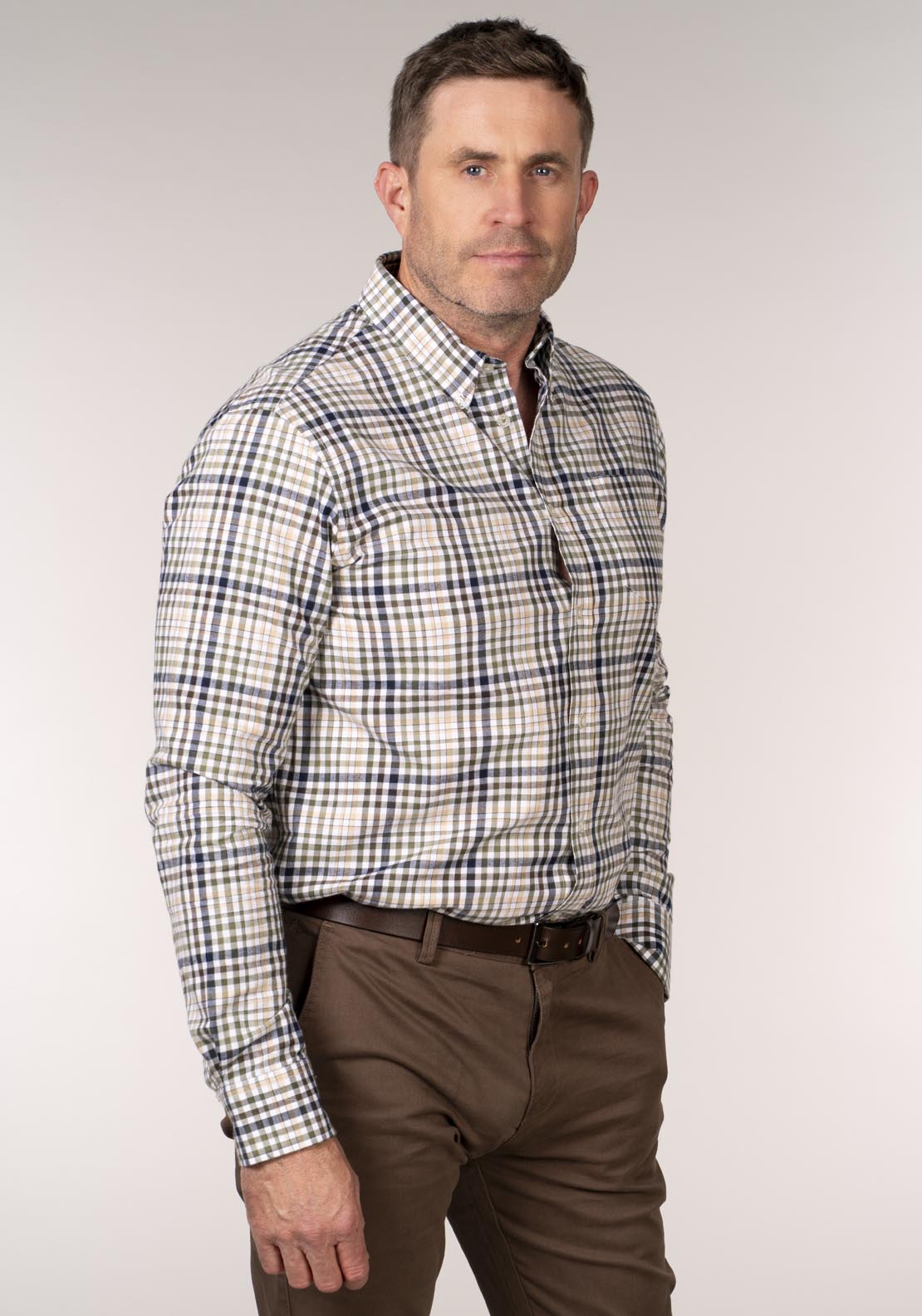 Chris Cayne Long Sleeve Check Shirt - Green 3 Shaws Department Stores
