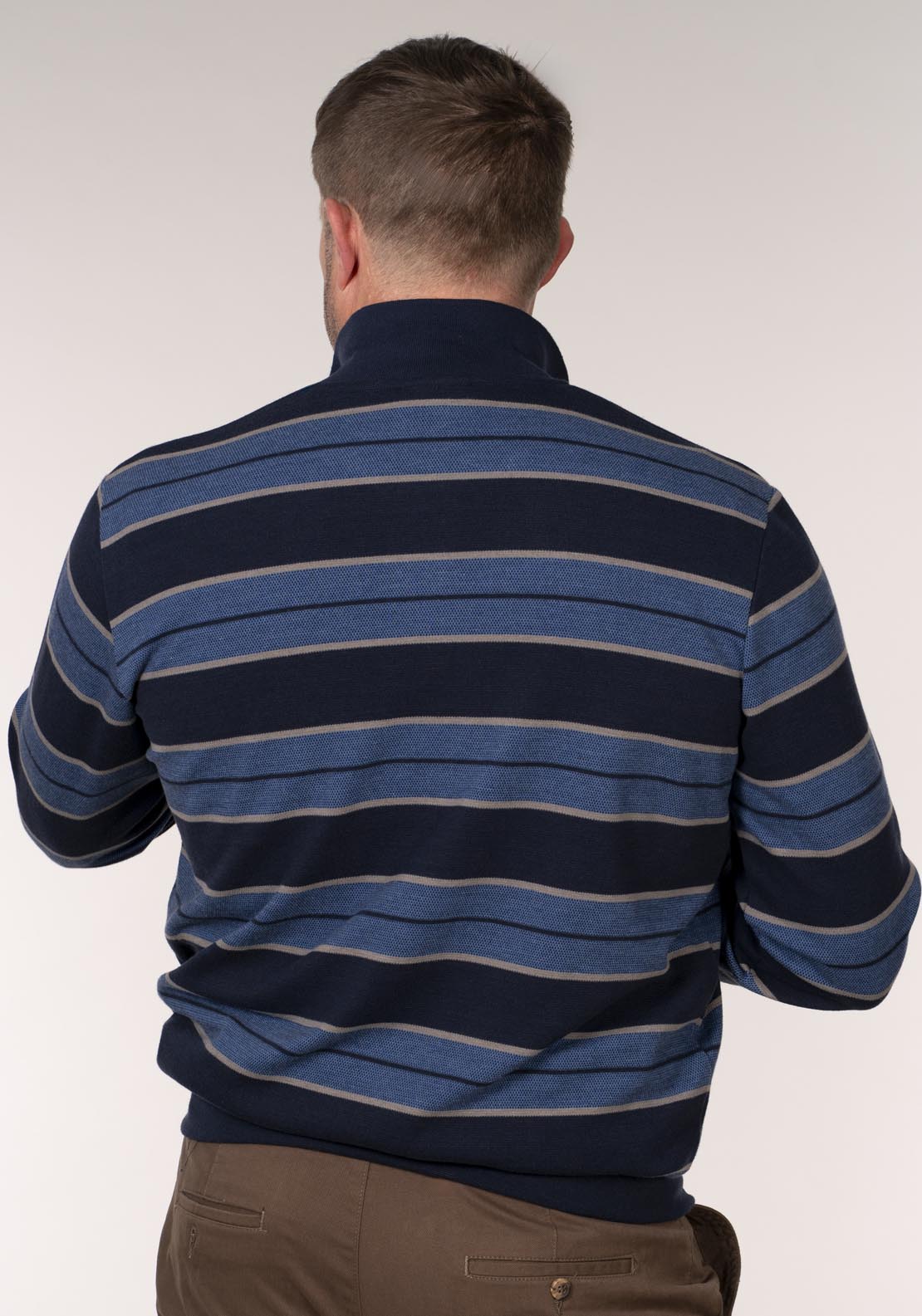 Chris Cayne 3 Button Polo Collar Sweatshirt - Duch Blue 2 Shaws Department Stores