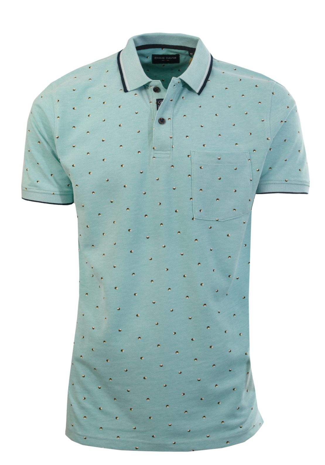 Chris Cayne Short Sleeve Print Polo - Green 1 Shaws Department Stores