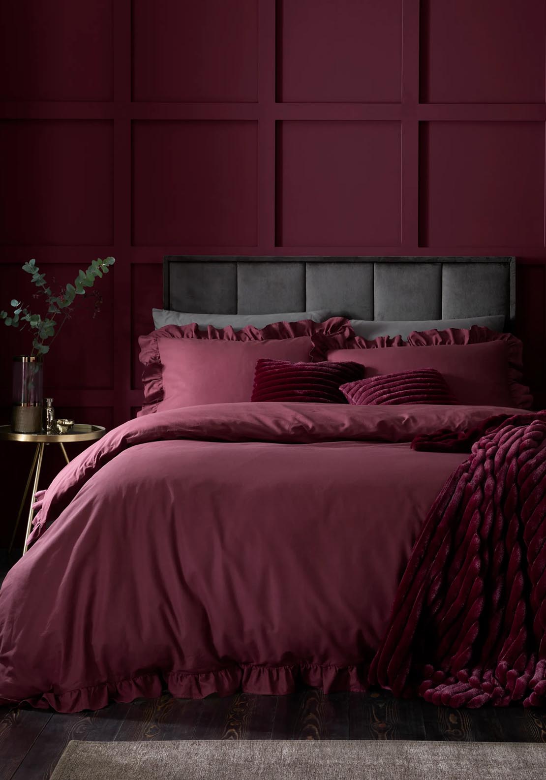 Heather &amp; Ferne Casey Frill Duvet Cover Set - Berry 1 Shaws Department Stores