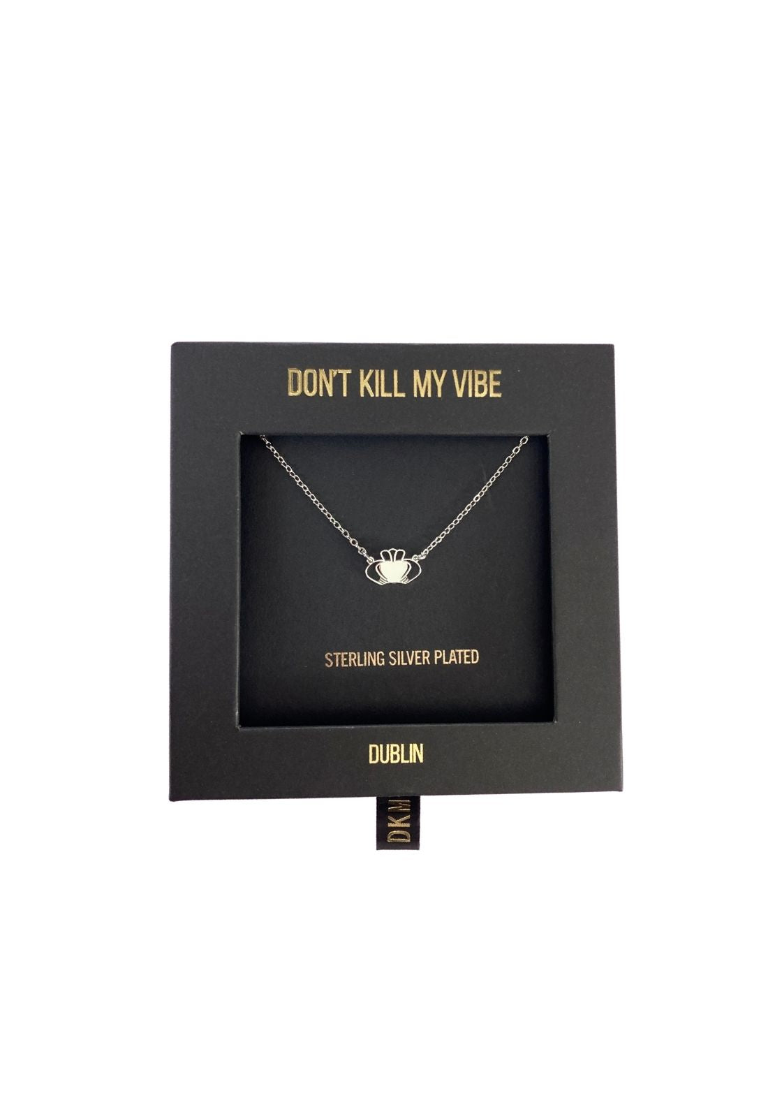 Don’t Kill My Vibe Heart Strong Beag Claddagh Necklace - Silver 1 Shaws Department Stores