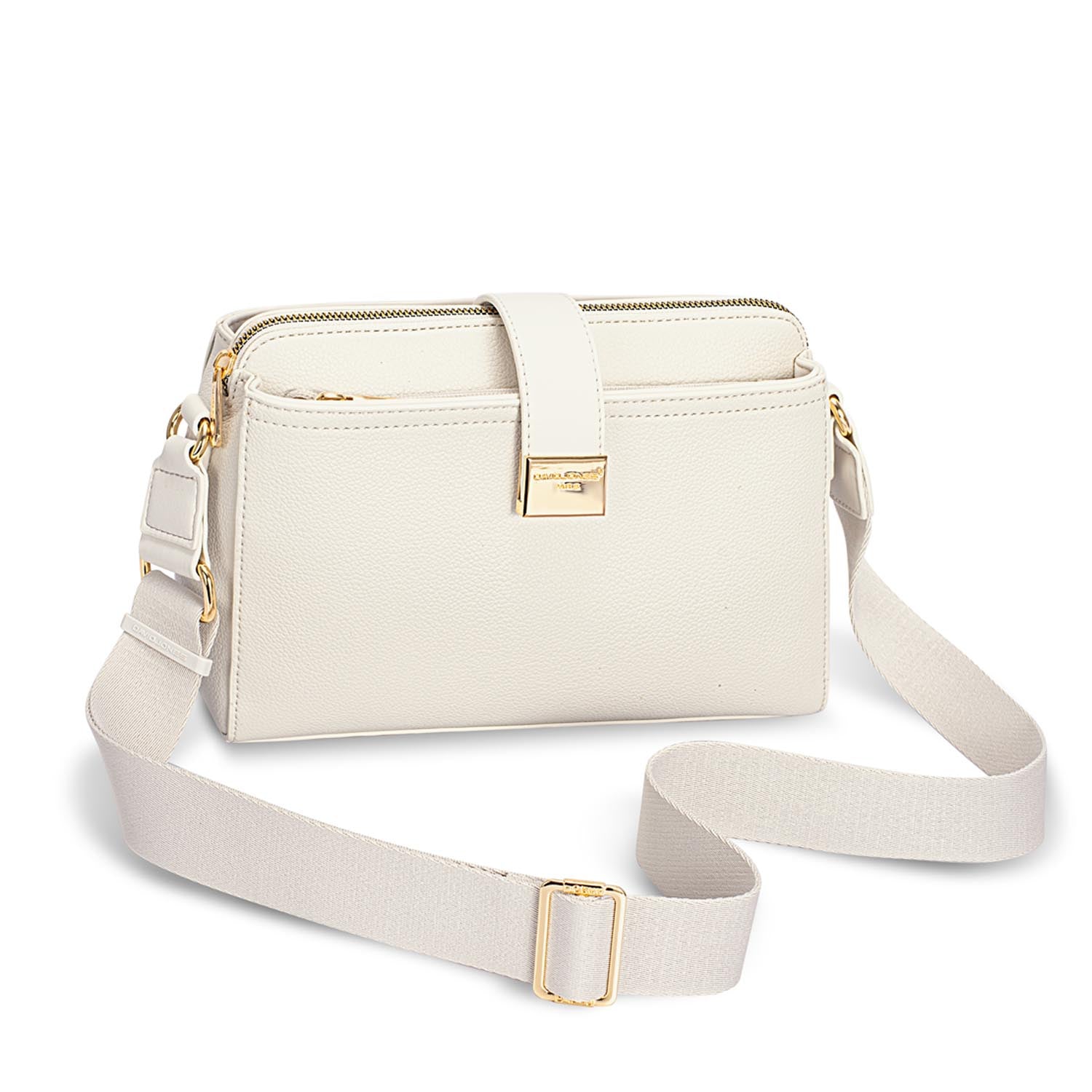David Jones Wide Strap Gold Closure Bag - Coconut Cream 1 Shaws Department Stores