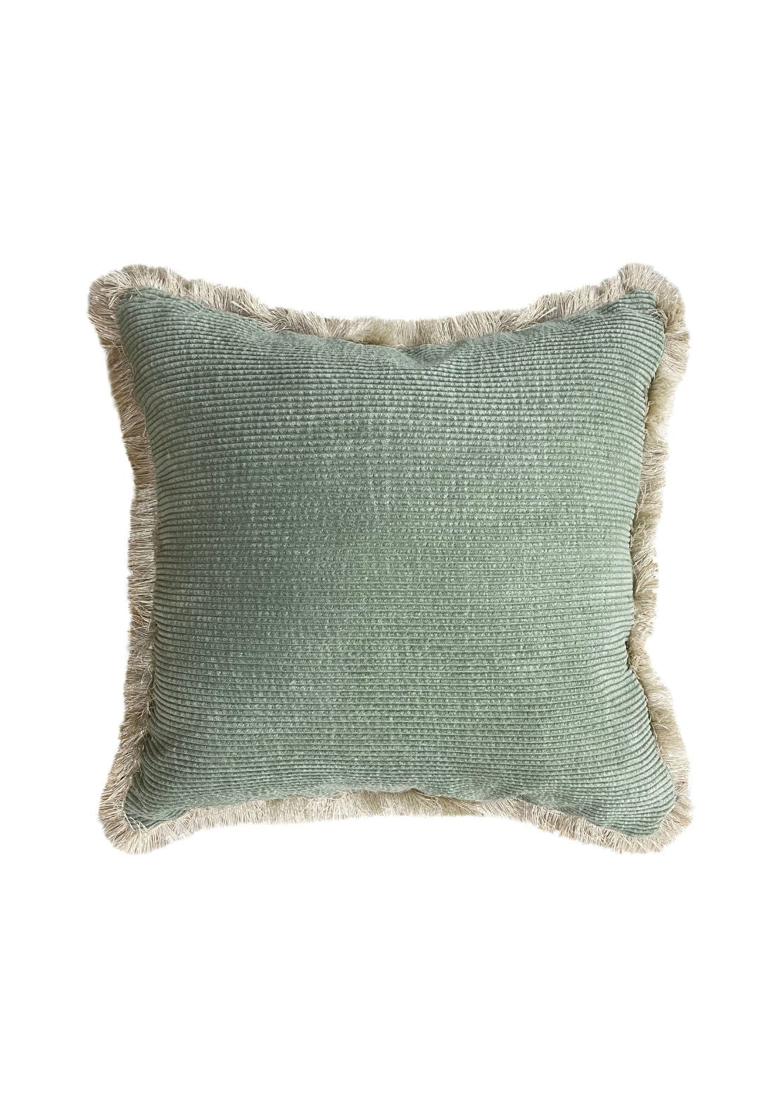 The Home Collection Textured Ribbed Cushion With Fringed Edge - Moss 1 Shaws Department Stores