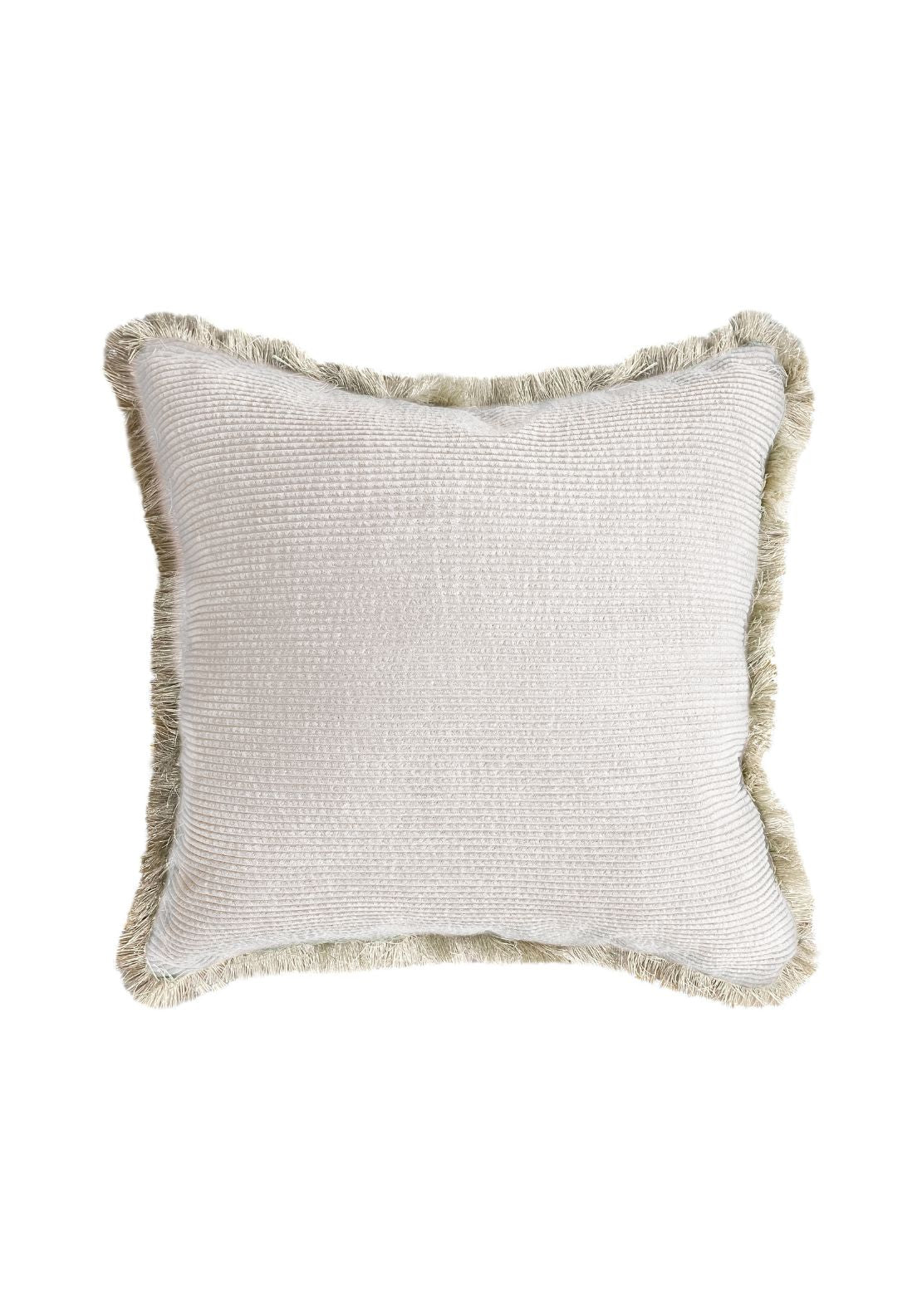 The Home Collection Textured Ribbed Cushion With Fringed Edge - Nude 1 Shaws Department Stores