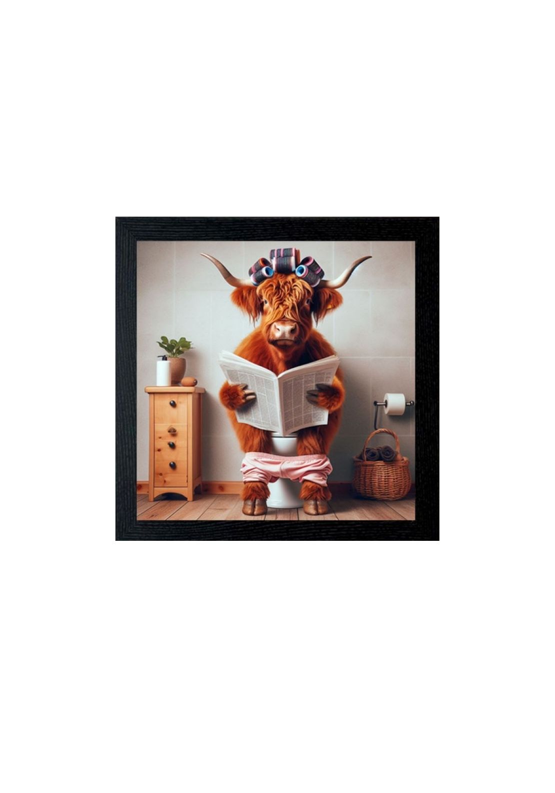 The Home Collection Cow On Loo Framed Picture - Black 1 Shaws Department Stores