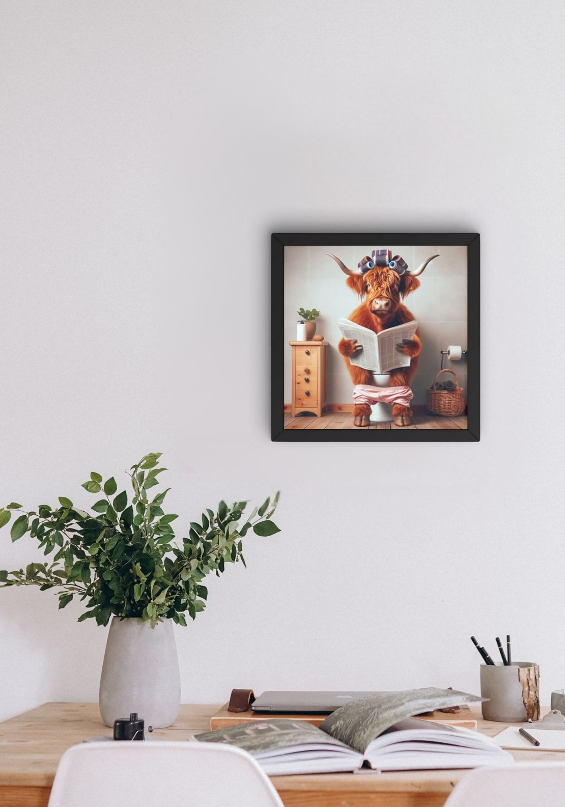 The Home Collection Cow On Loo Framed Picture - Black 3 Shaws Department Stores