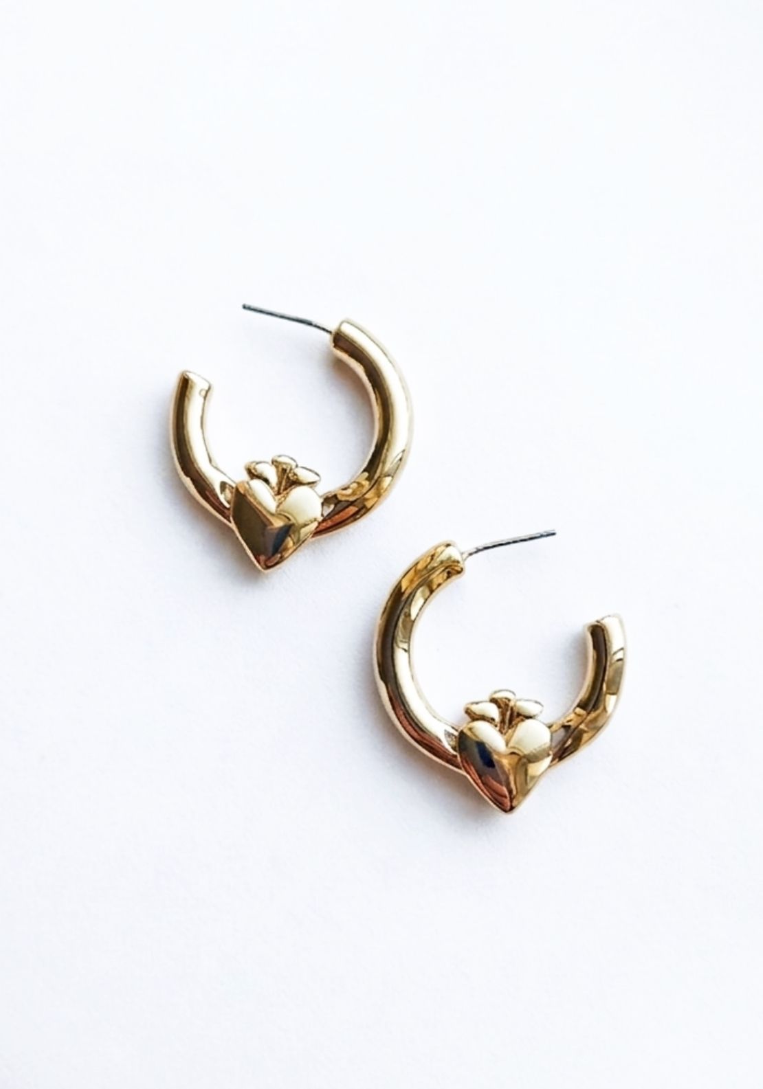 Don’t Kill My Vibe Claddagh Queen Hoop Earrings - Gold 1 Shaws Department Stores