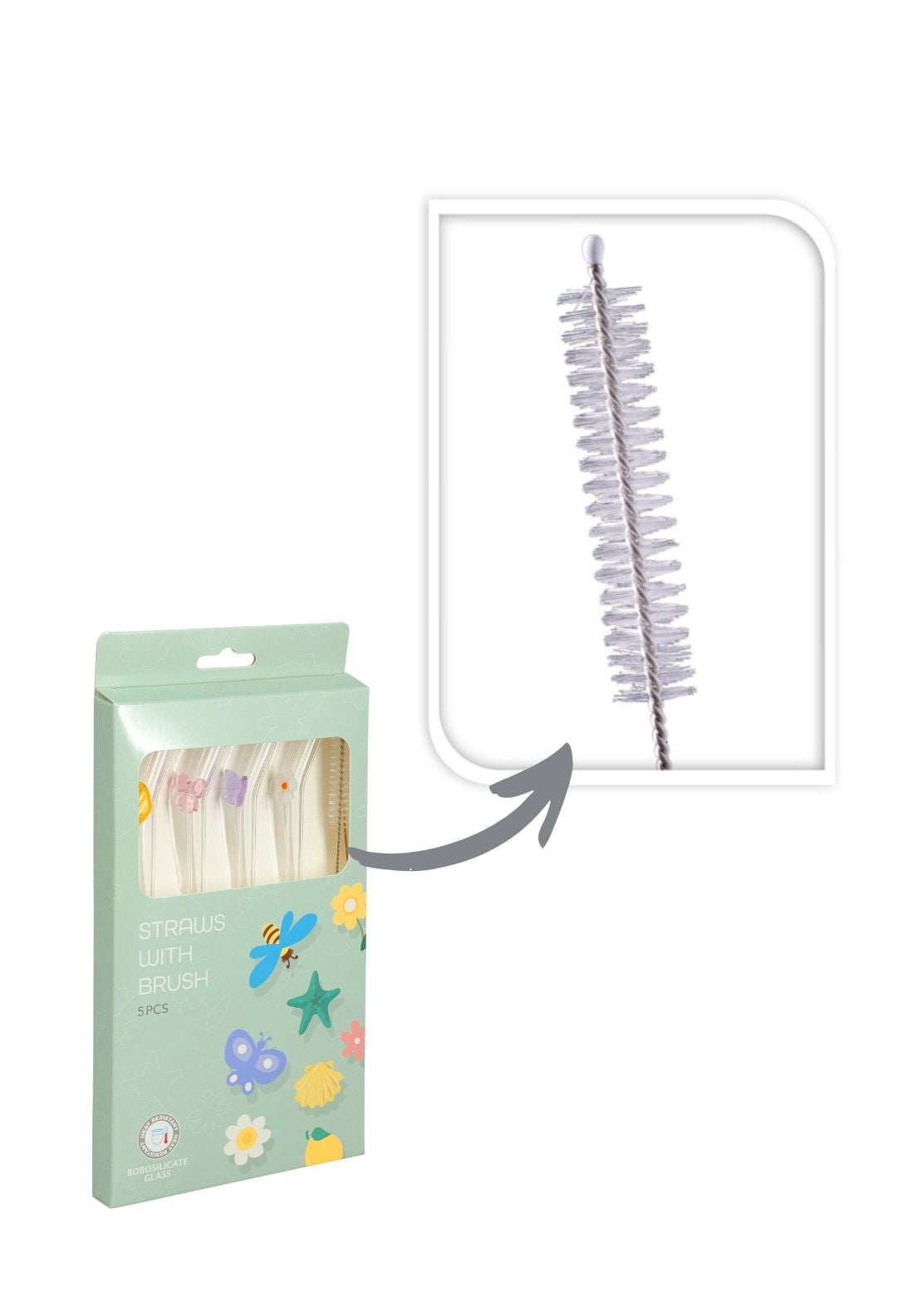 Drinking Straws Set Of 5 - Multi