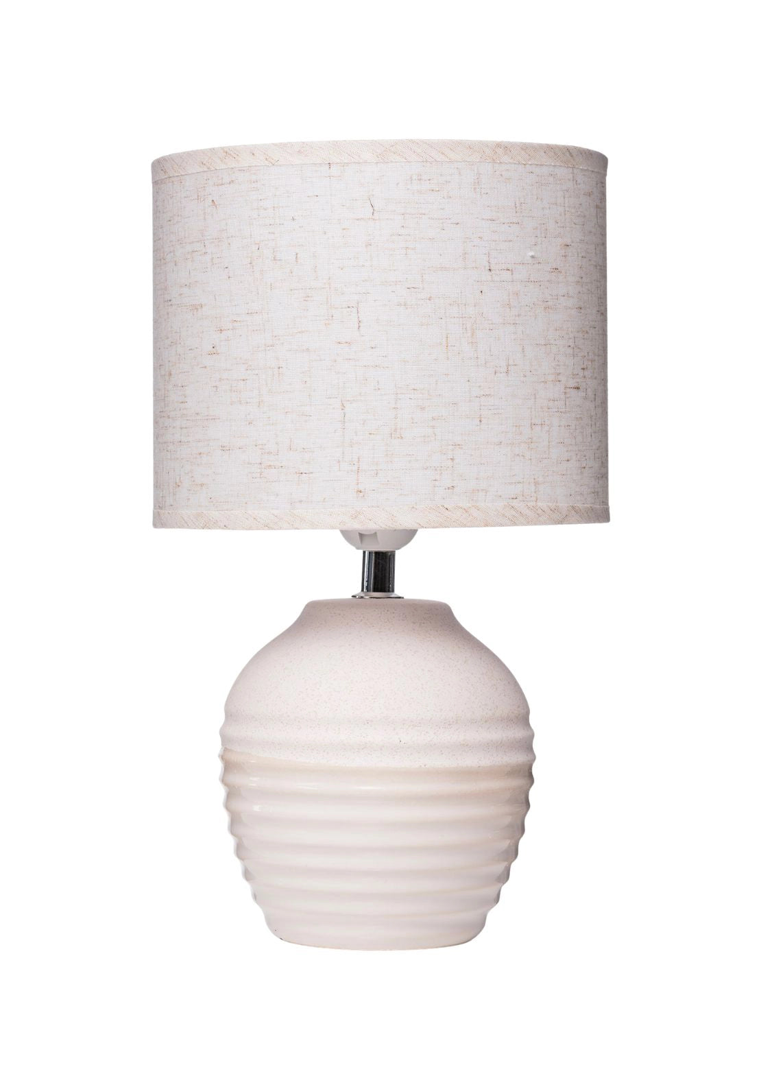 Contemporary Ribbed Stoneware Table Lamp - Cream