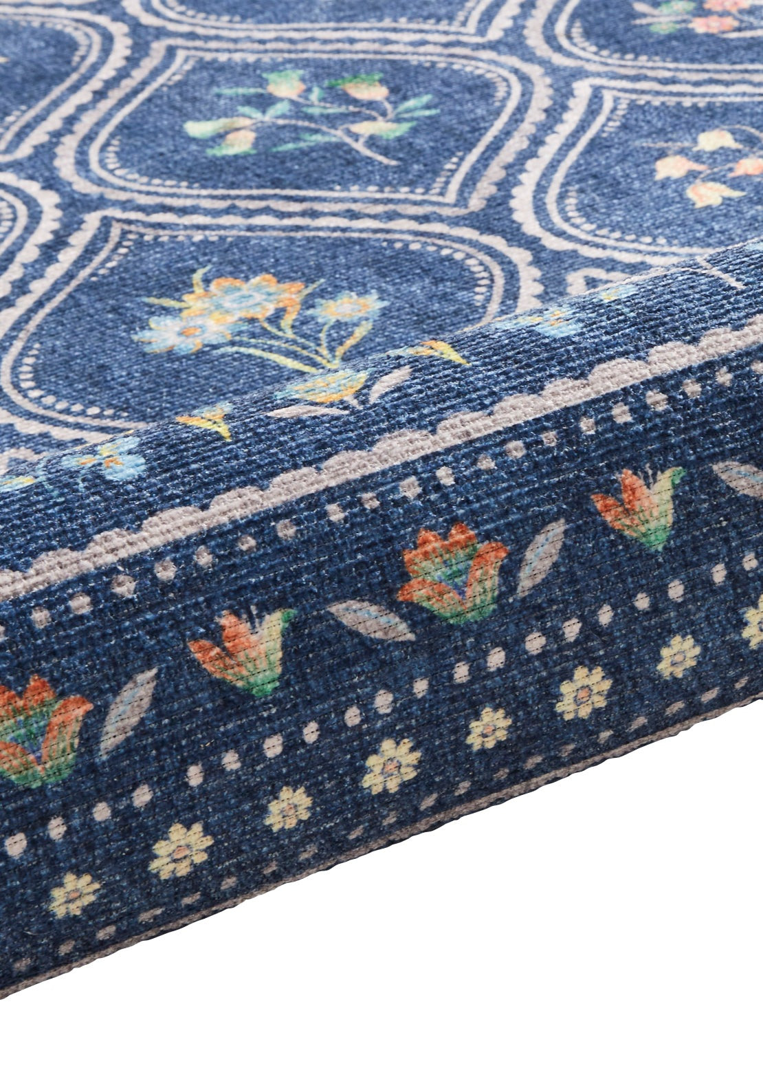 Catherine Lansfield Cameo Floral Rug - Navy 5 Shaws Department Stores