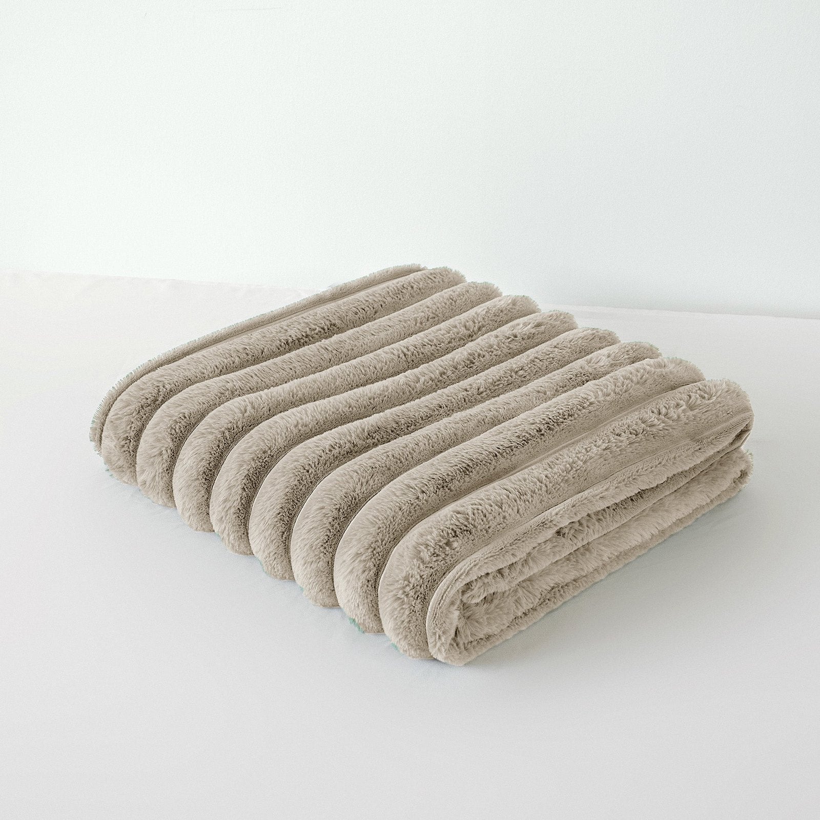 The Home Collection Cord Faux Fur Throw - Greige 2 Shaws Department Stores
