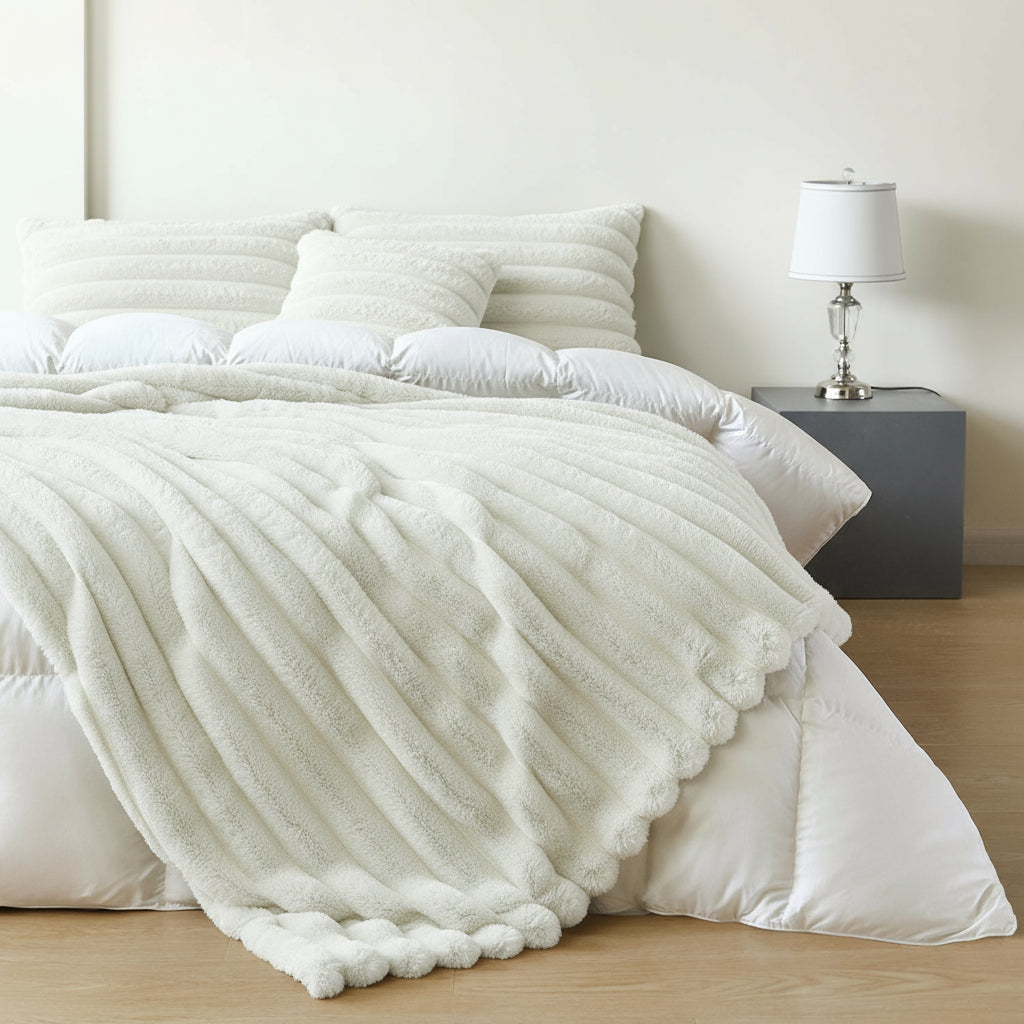 The Home Collection Plush Chunky Cord Throw - White 1 Shaws Department Stores