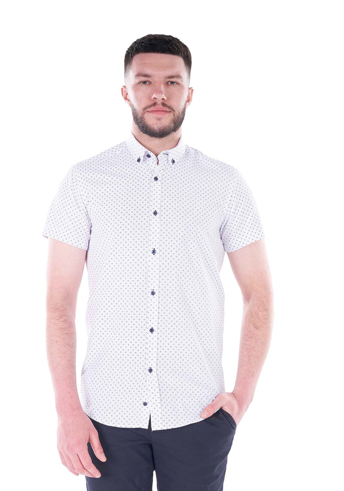 Mineral Conn Short Sleeve Shirt - White/pink 1 Shaws Department Stores