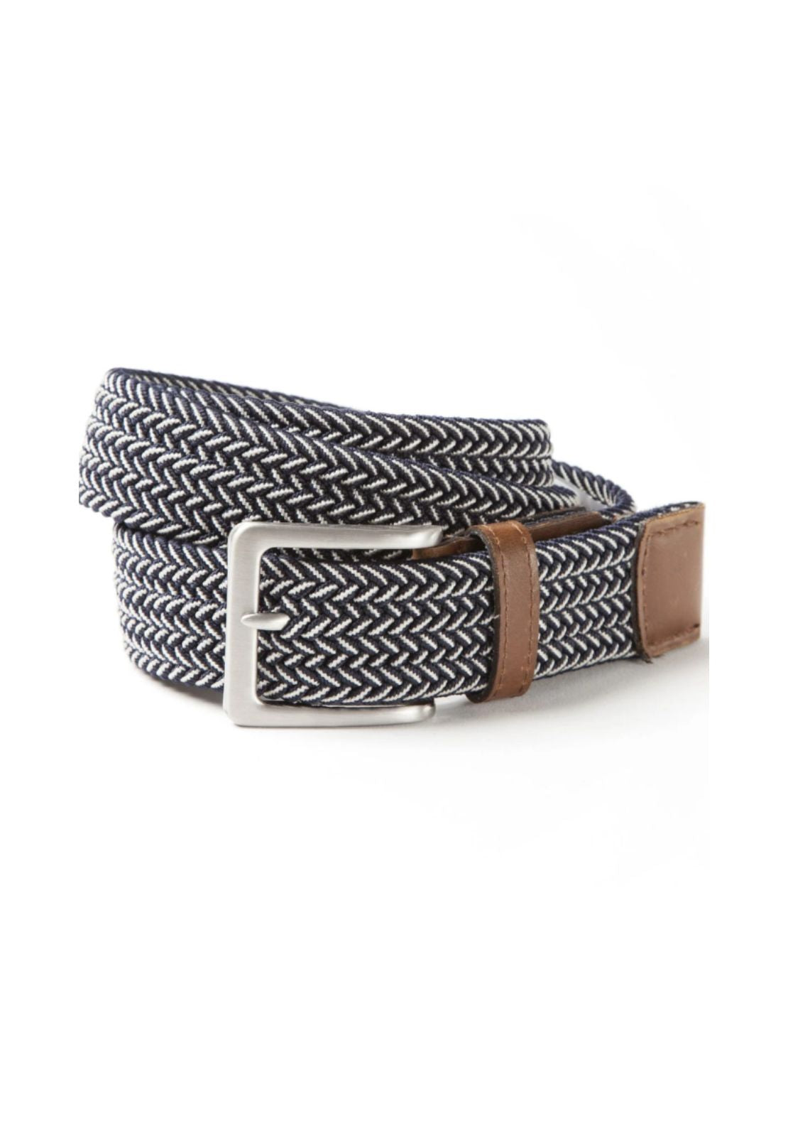 Vedoneire Mens Braided Stretch Belt - Navy 1 Shaws Department Stores