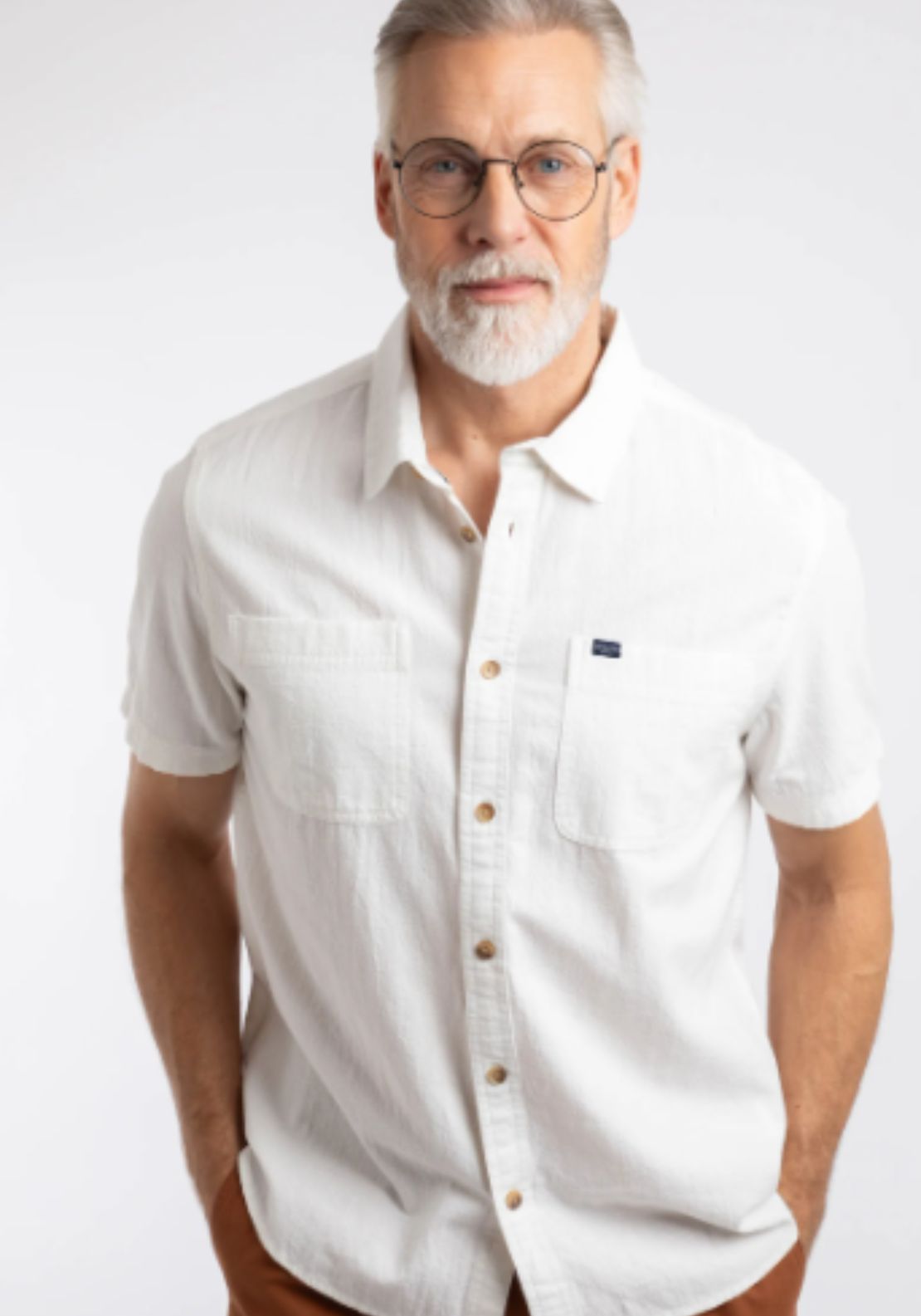 Weird Fish Hilton Textured Crepe Shirt - Dusty White 1 Shaws Department Stores