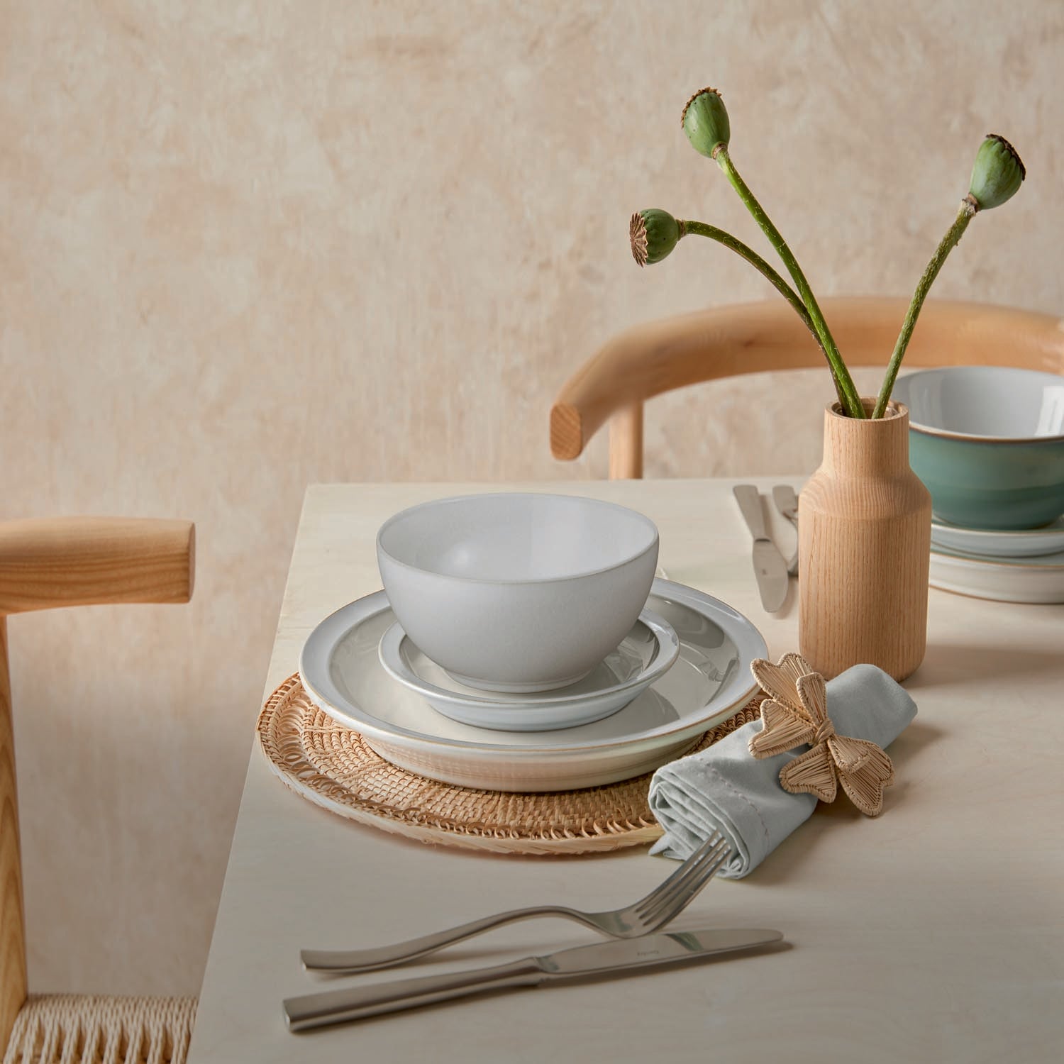 Denby Cotton White 12 Piece Tableware Set 4 Shaws Department Stores