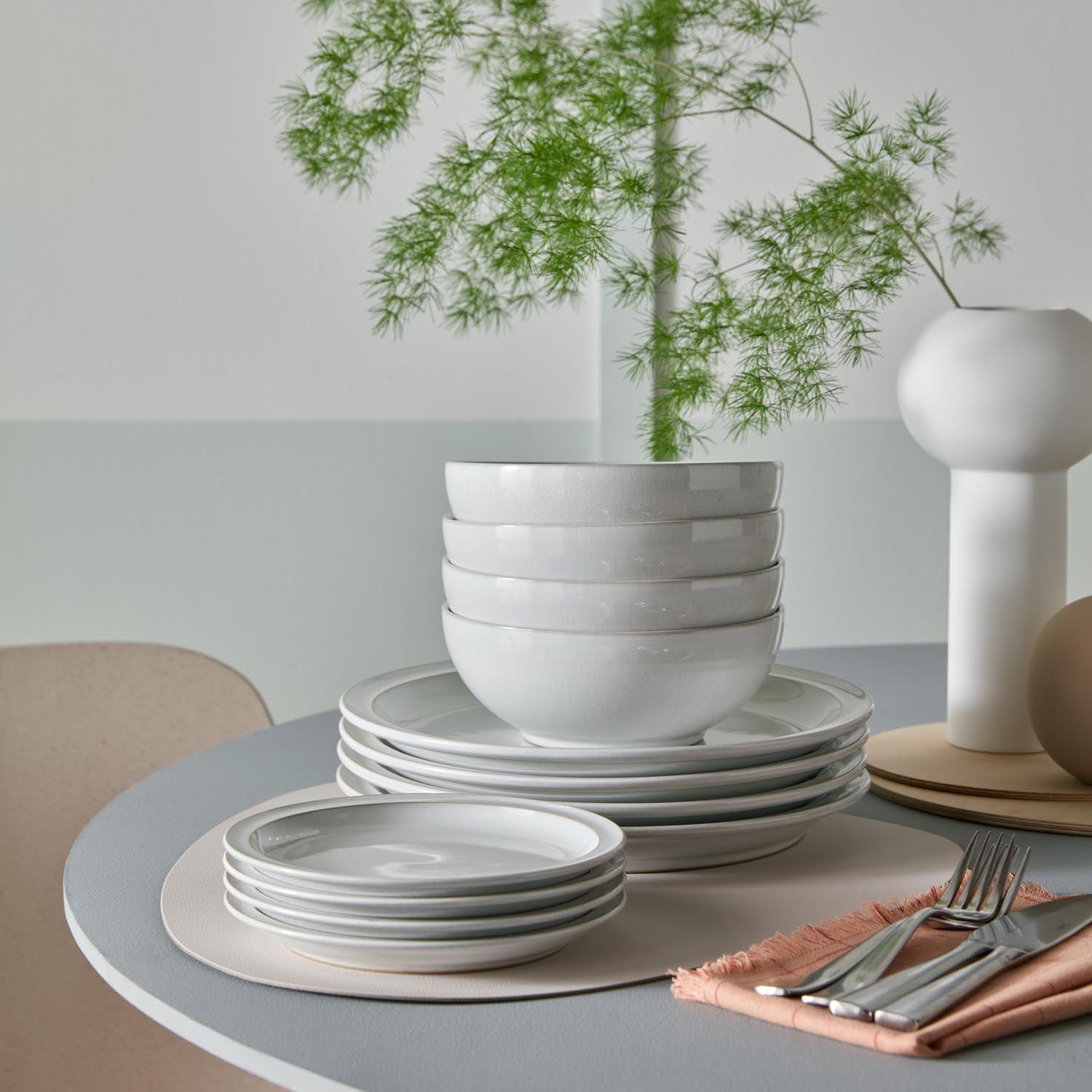 Denby Cotton White 12 Piece Tableware Set 2 Shaws Department Stores